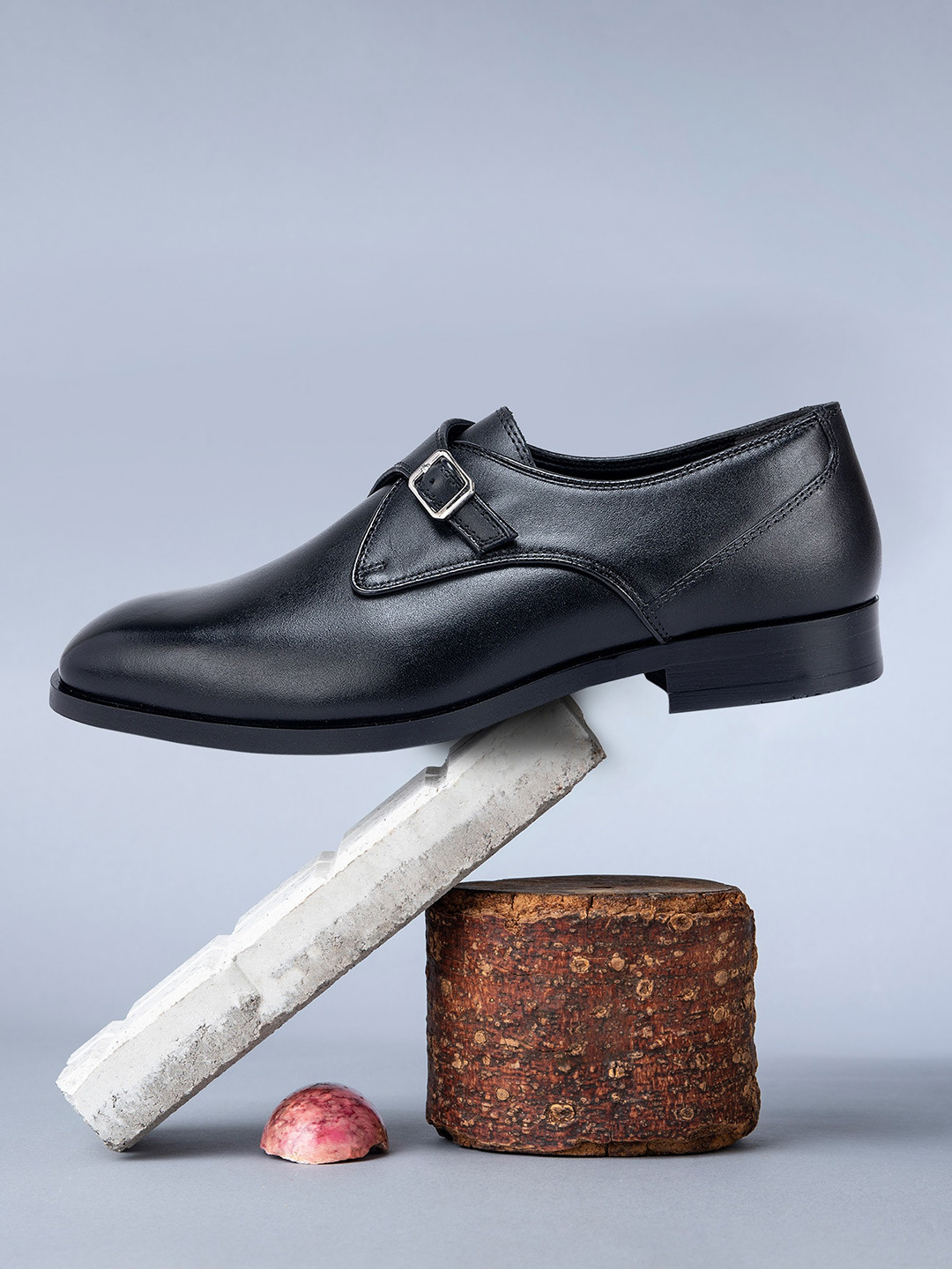 

ROSSO BRUNELLO Men Single Straps Formal Monk Shoes, Black