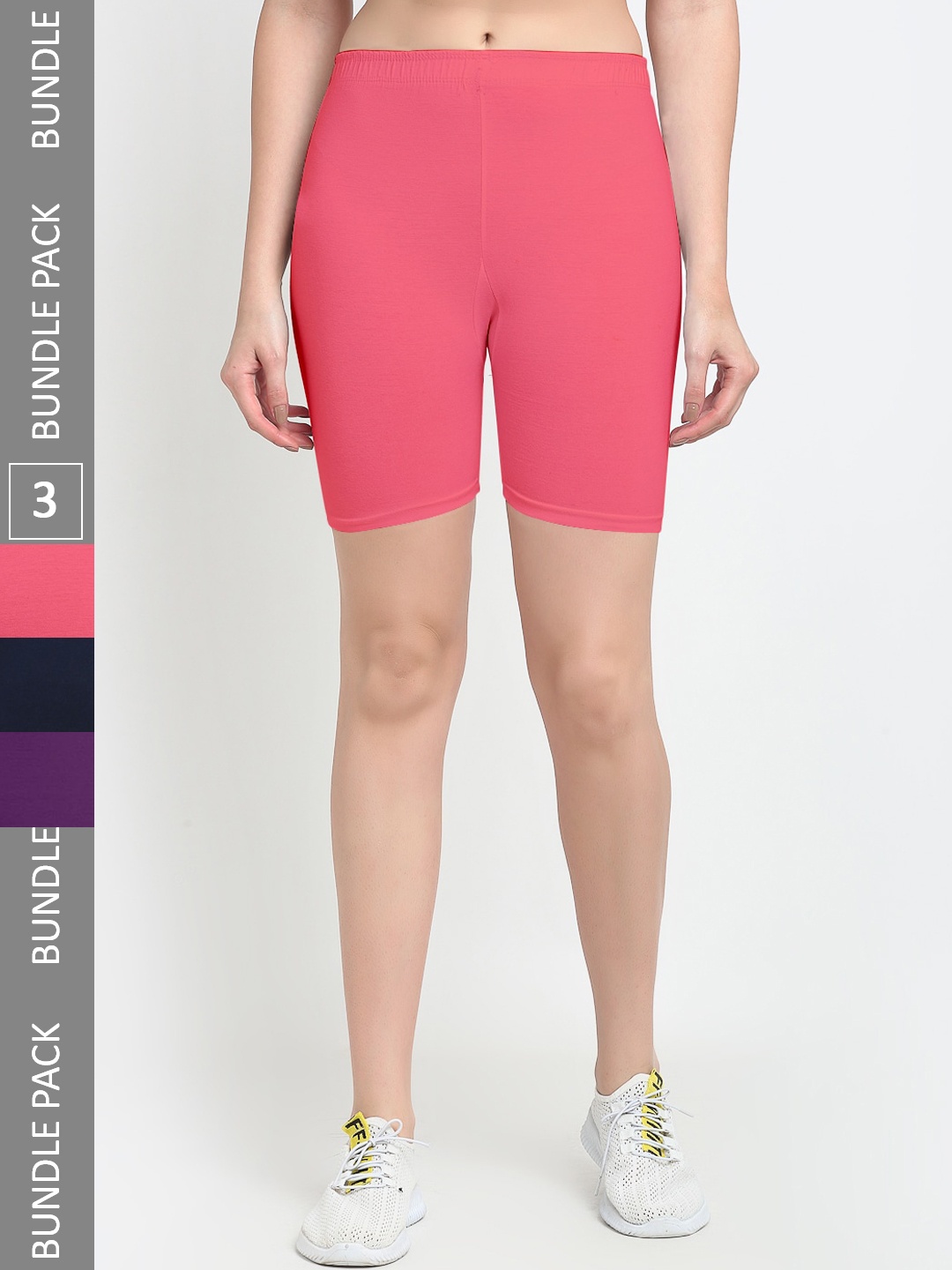 

Jinfo Women Pack Of 3 Cycling Sports Shorts, Pink