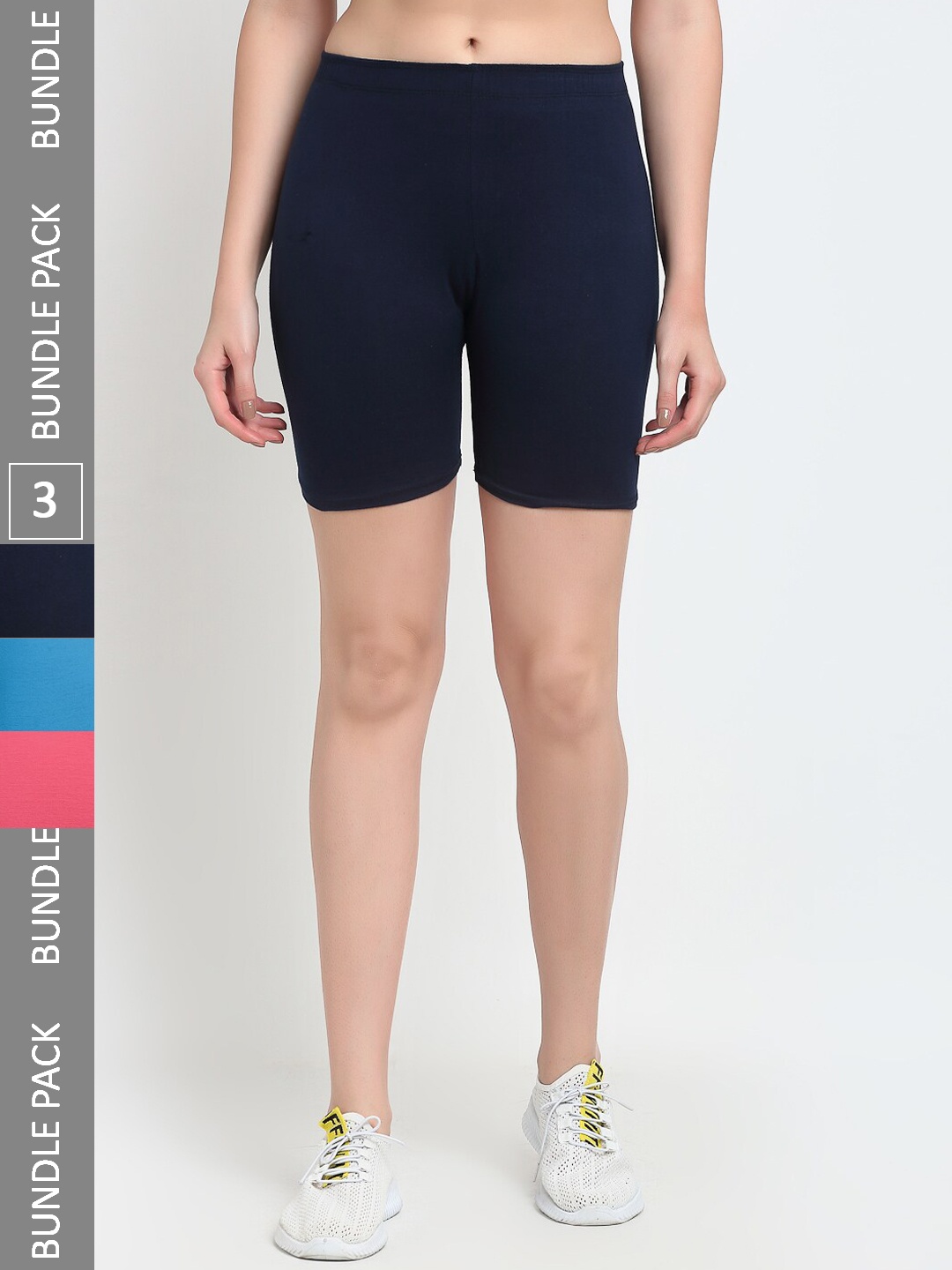 

Jinfo Women Pack Of 3 Cycling Sports Shorts, Navy blue