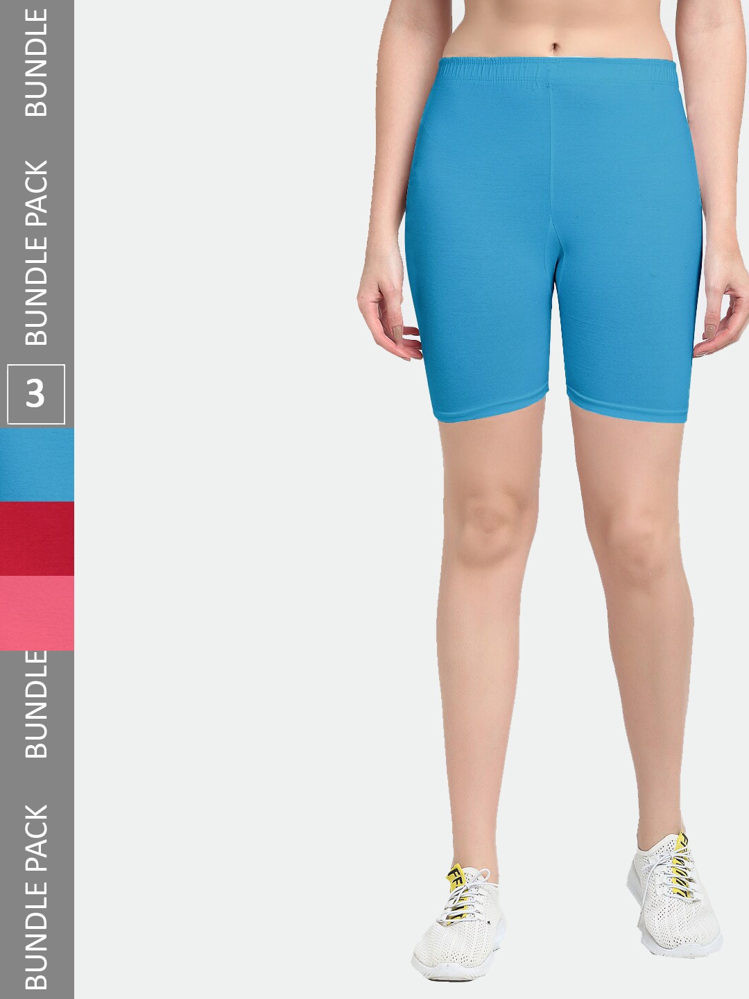 

Jinfo Women Pack Of 3 Cycling Sports Shorts, Turquoise blue
