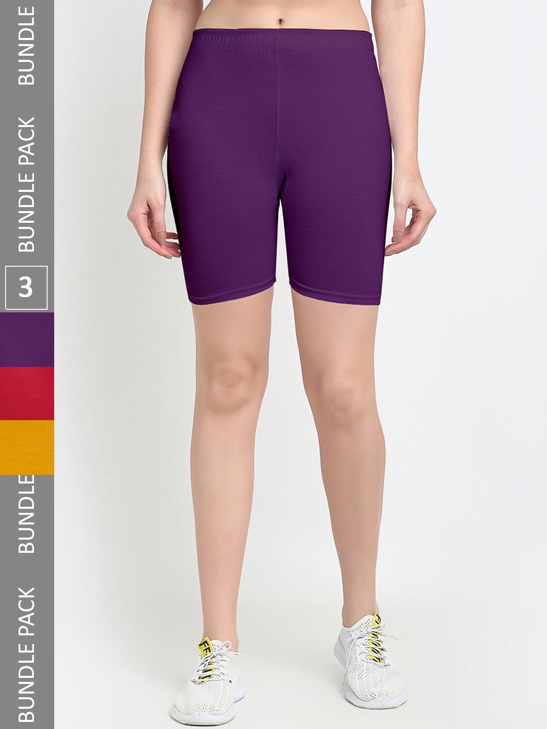

Jinfo Women Pack Of 3 Cycling Sports Shorts, Violet