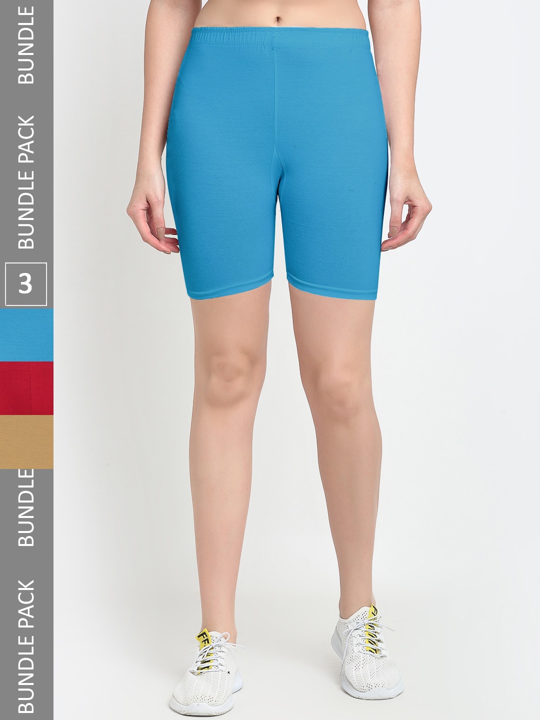 

Jinfo Women Pack Of 3 Cotton Cycling Sports Shorts, Maroon