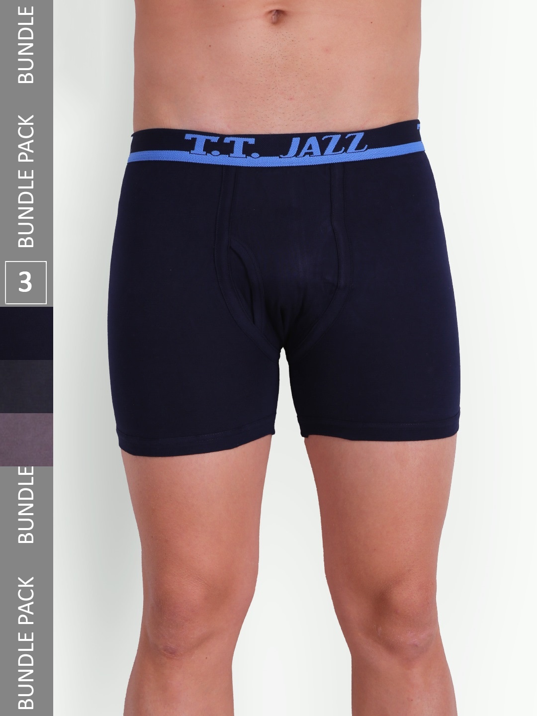 

T.T. Men Jazz Top Elastic Pack Of 3 Pure Cotton Trunks JAZ_FL_TE_P3_BNG_75, Grey