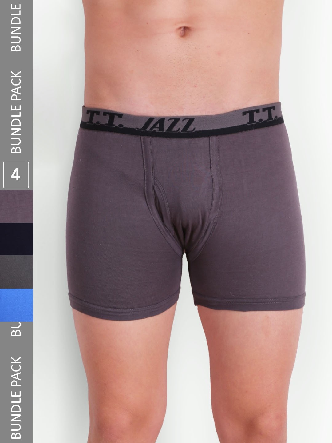 

T.T. Men Pack Of 4 Jazz Pure Cotton Trunks JAZ_FL_TE_PO4_MIX1_95, Black