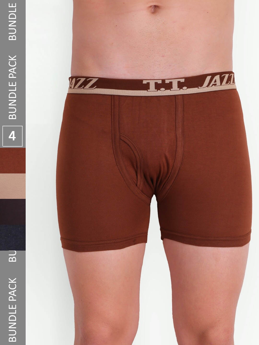 

T.T. Men Pack Of 4 Jazz Pure Cotton Trunk JAZ_FL_TE_PO4_MIX2_95, Brown