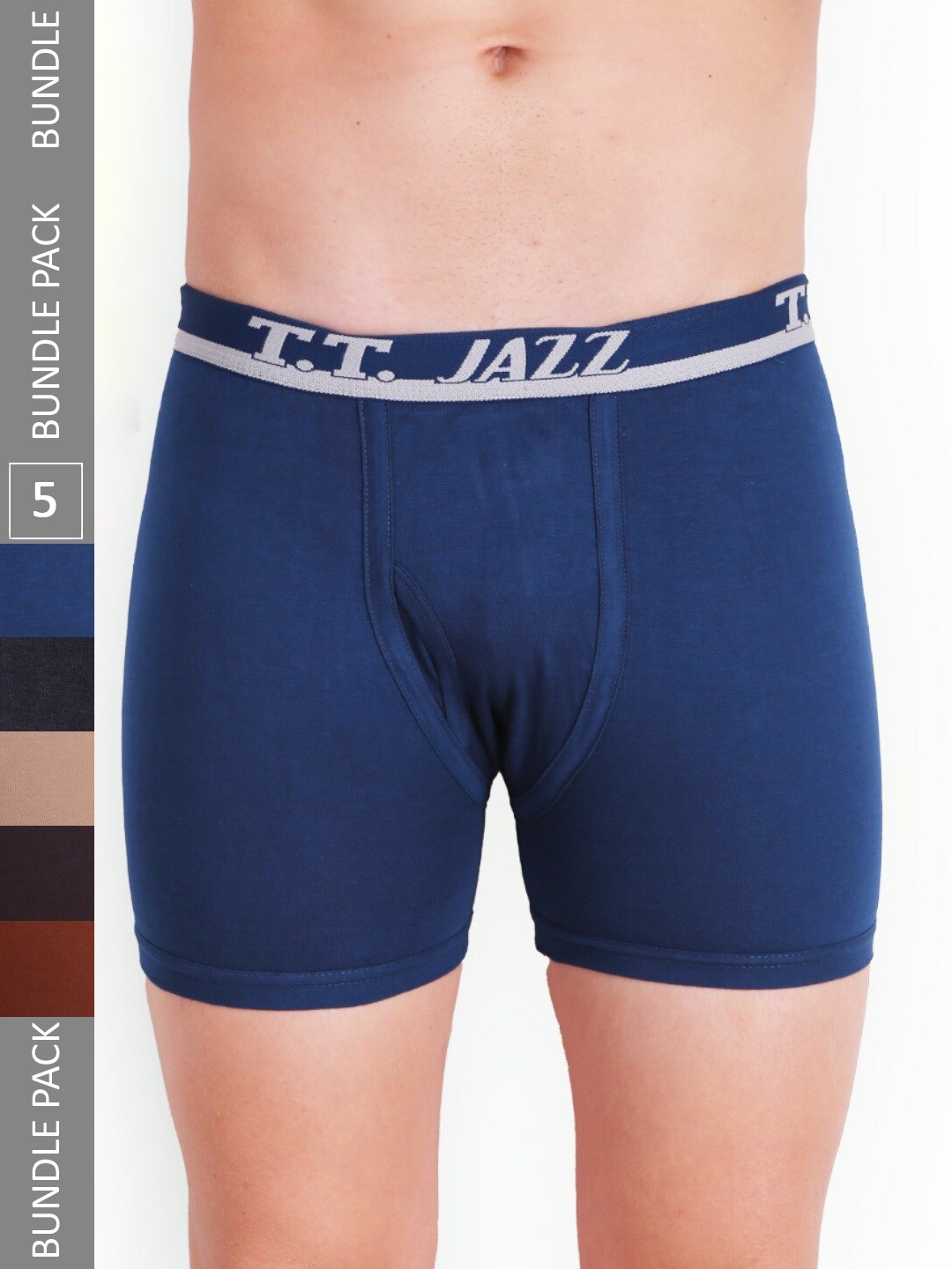 

T.T. Men Pack Of 5 Jazz Pure Cotton Trunks JAZ_FL_TE_P5_MIX2_75, Blue