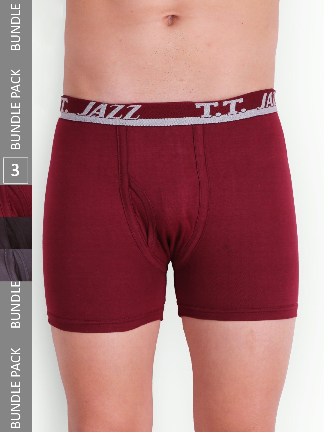 

T.T. Men Pack Of 3 Jazz Pure Cotton Trunks JAZ_FL_TE_P3_MGR_95, Maroon