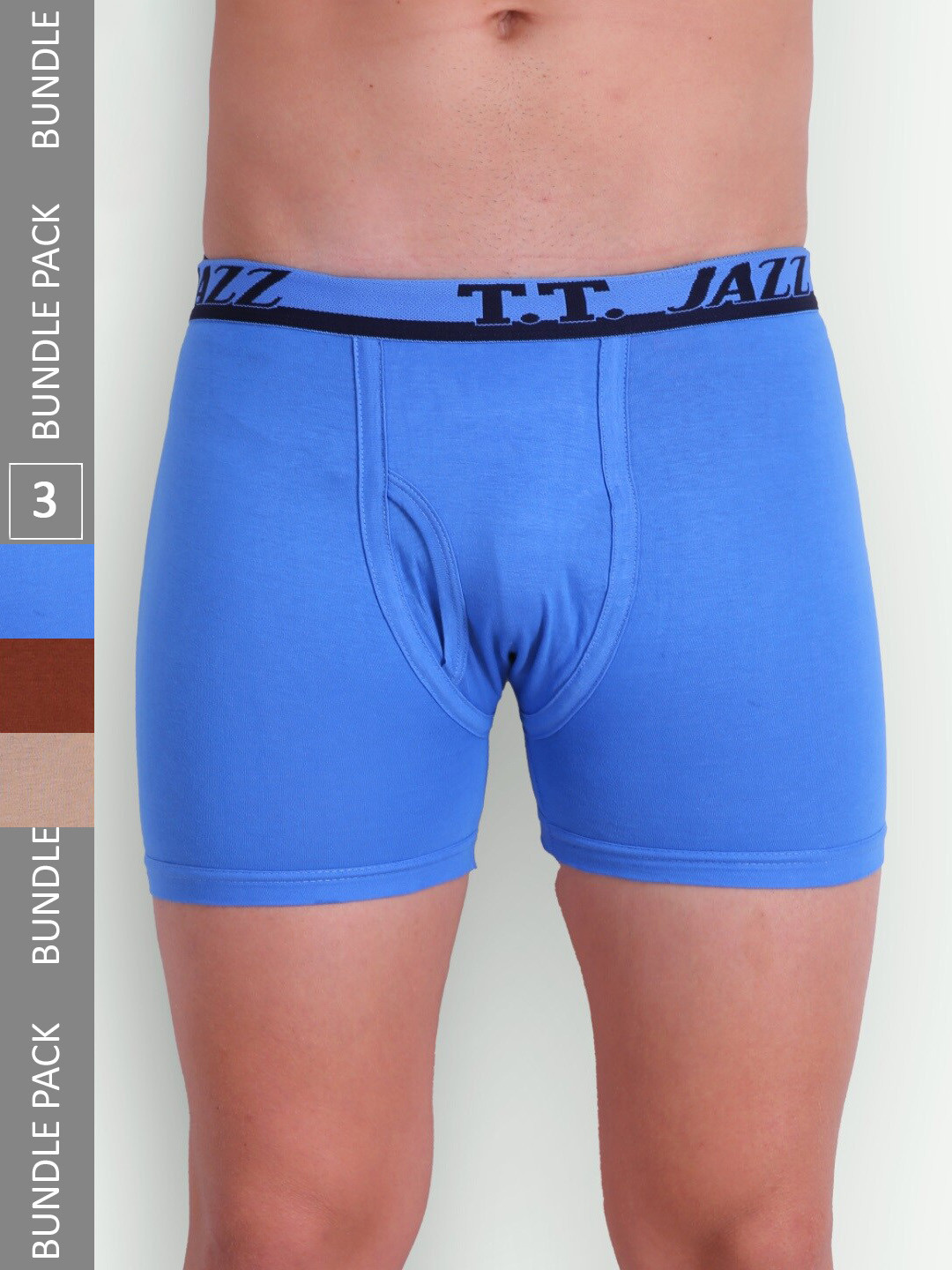 

T.T. Men Pack Of 3 Jazz Pure Cotton Trunks JAZ_FL_TE_P3_RDB_75, Blue