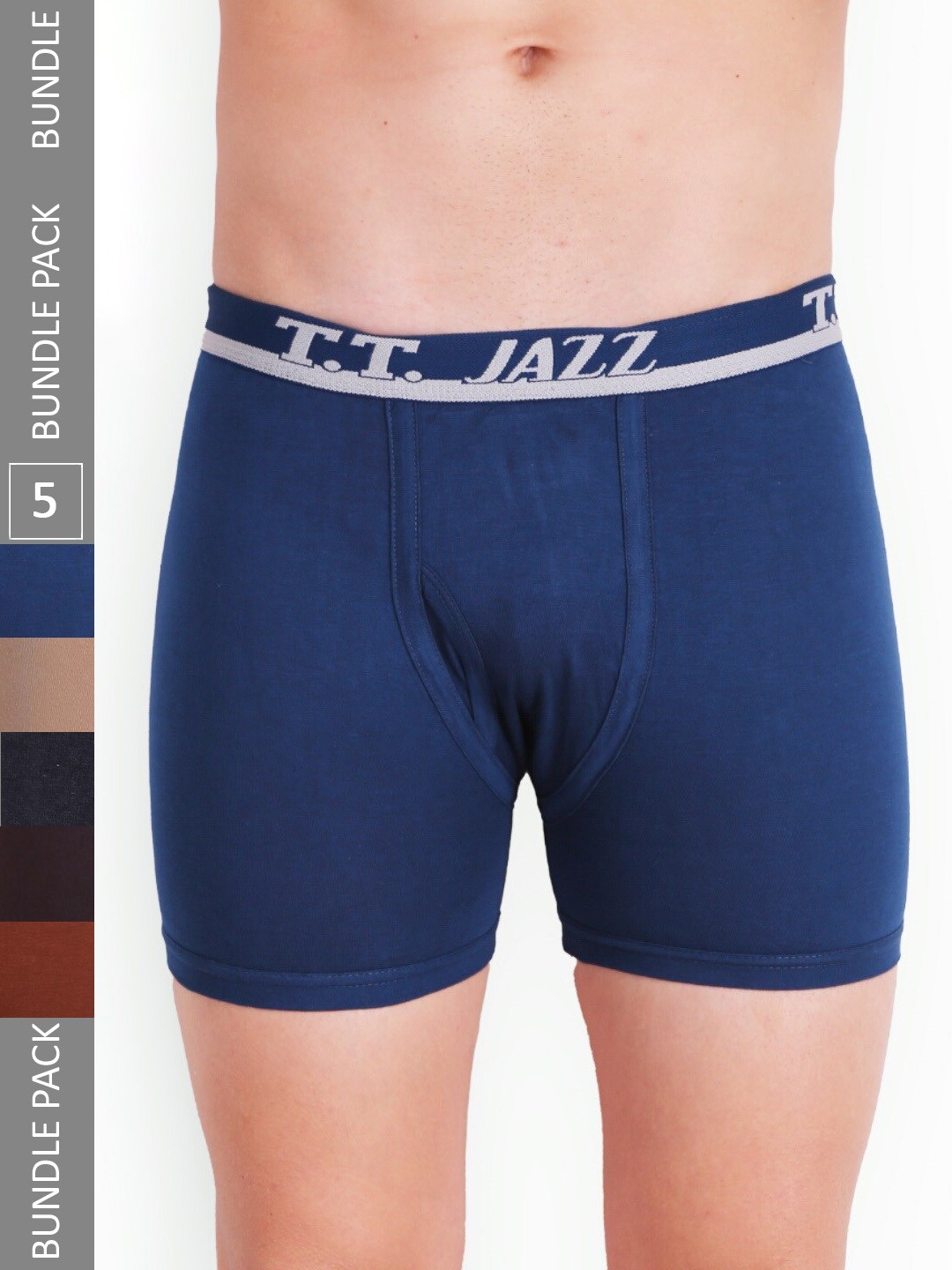 

T.T. Men Pack Of 5 Jazz Pure Cotton Trunks JAZ_FL_TE_P5_MIX2_95, Black