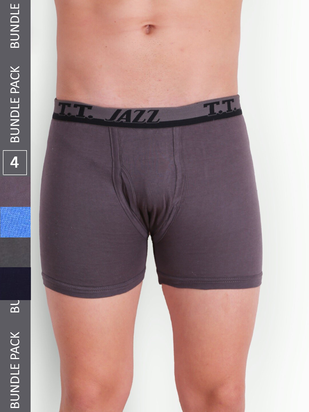 

T.T. Men Pack Of 4 Jazz Pure Cotton Trunks, Grey