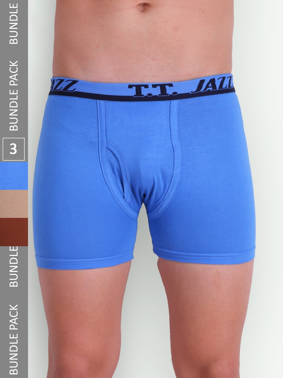 

T.T. Men Pack Of 3 Jazz Pure Cotton Trunks, Beige