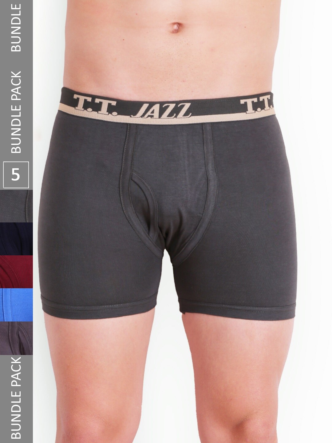

T.T. Men Pack Of 5 Jazz Pure Cotton Mid-Rise Trunk, Blue