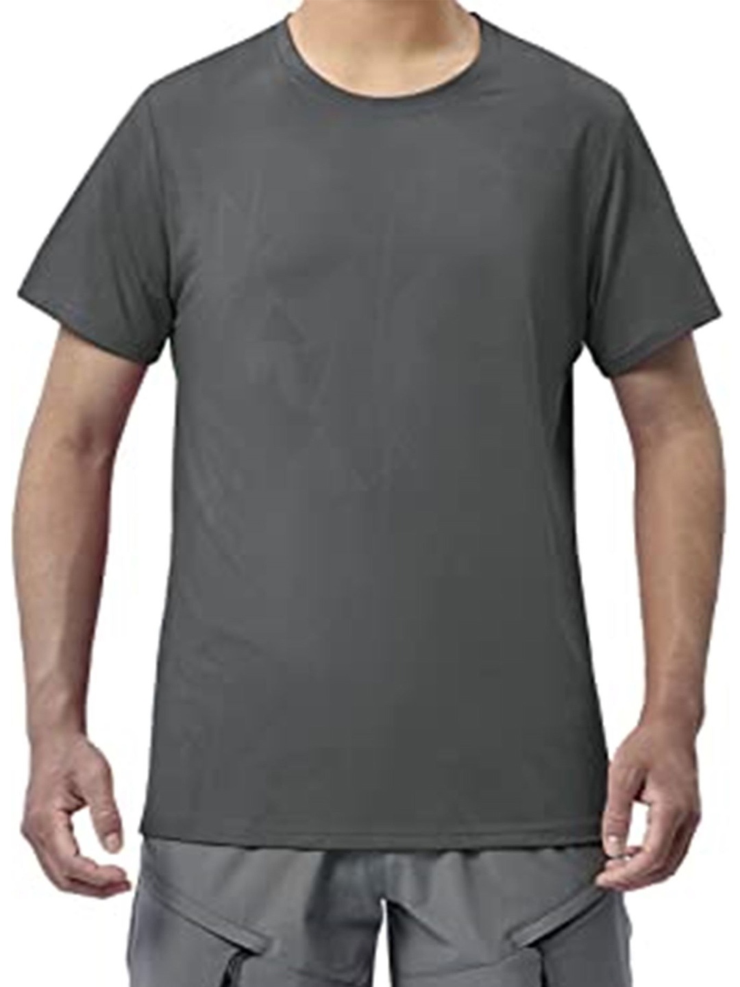 

KAEZRI Round Neck Cotton T-shirt, Grey