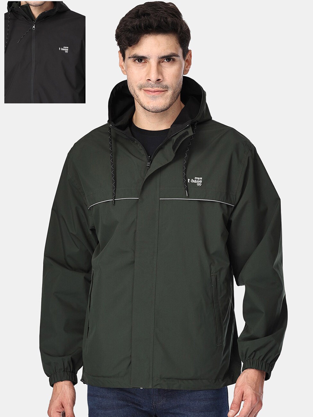 

t-base Hooded Reversible Rain Jacket, Black