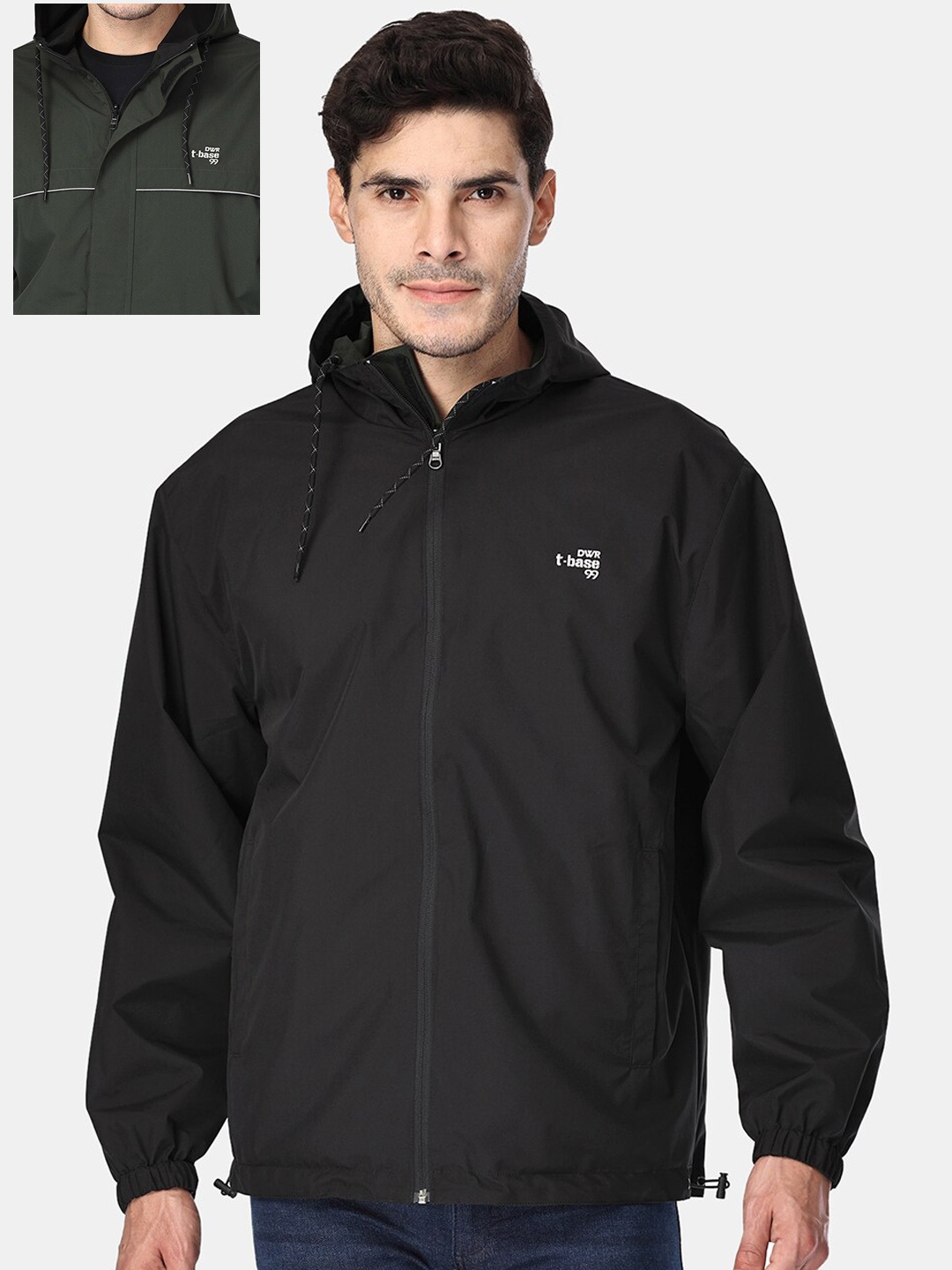 

t-base Plus Size Reversible Rain Jacket, Olive