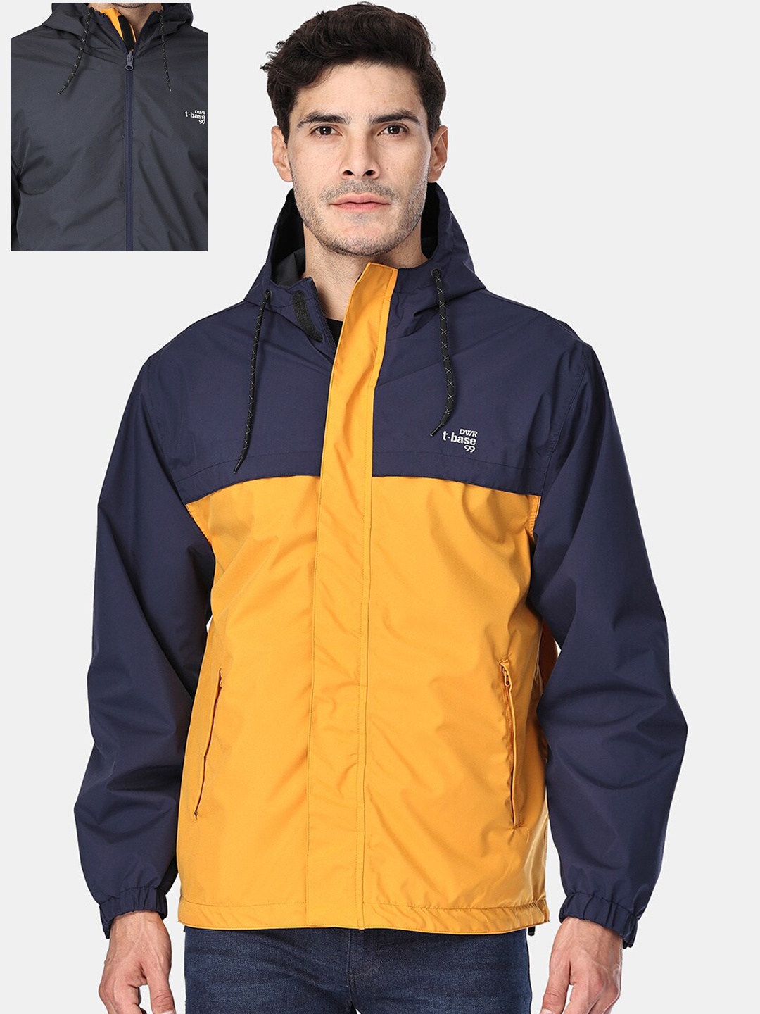 

t-base Reversible Hooded Rain Jacket, Navy blue