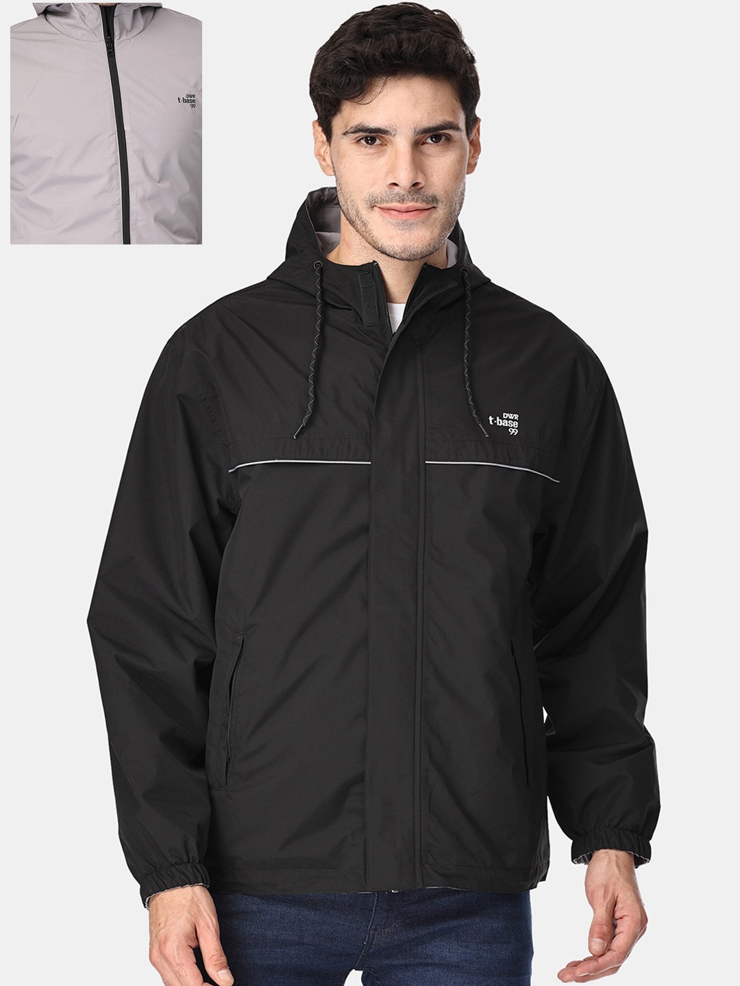 

t-base Reversible Hooded Rain Jacket, Black