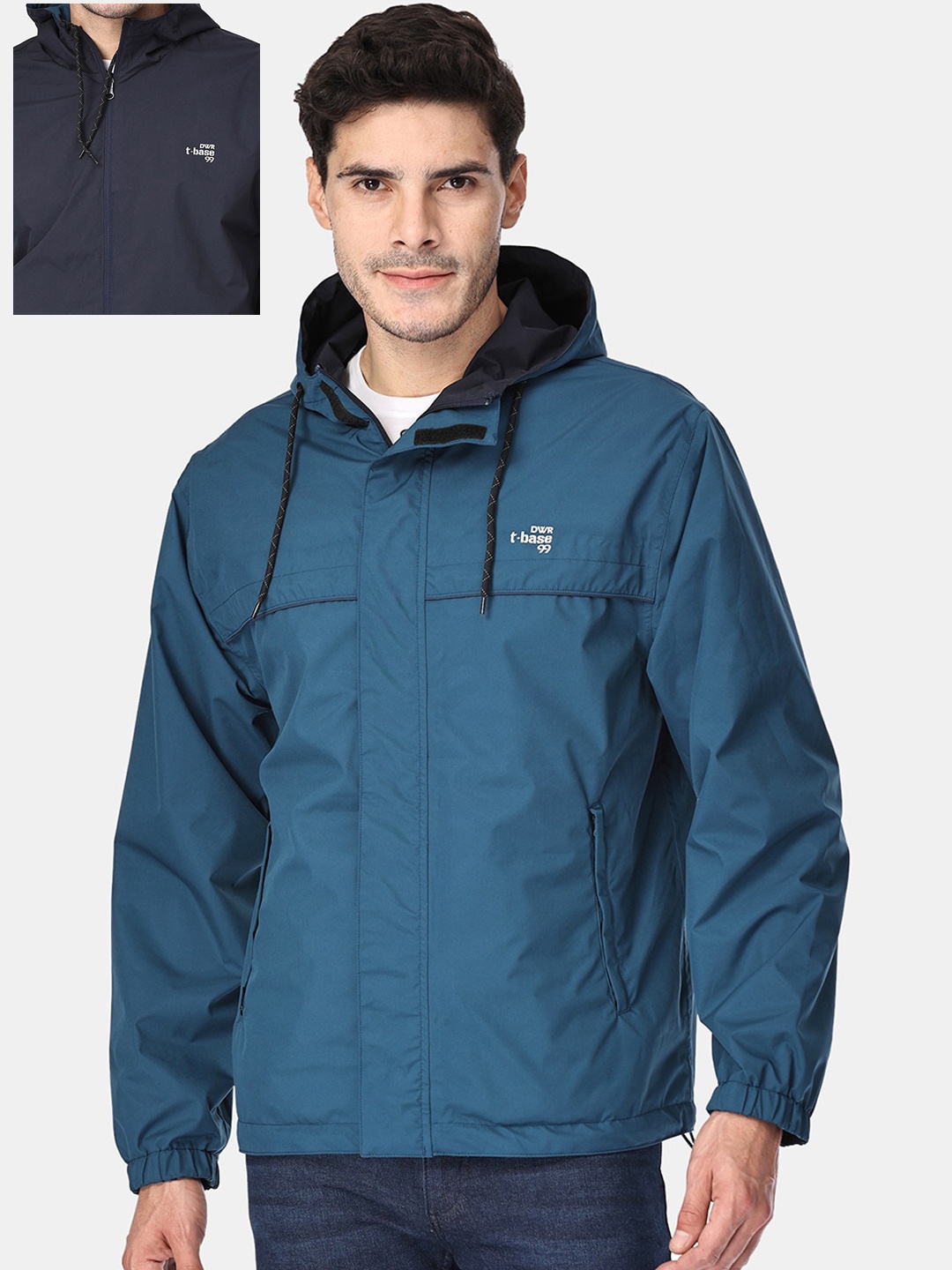 

t-base Reversible Hooded Rain Jacket, Teal