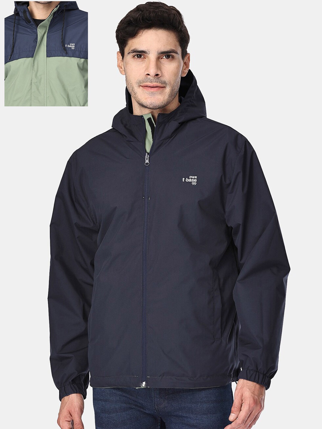 

t-base Plus Size Reversible Rain Jacket, Green