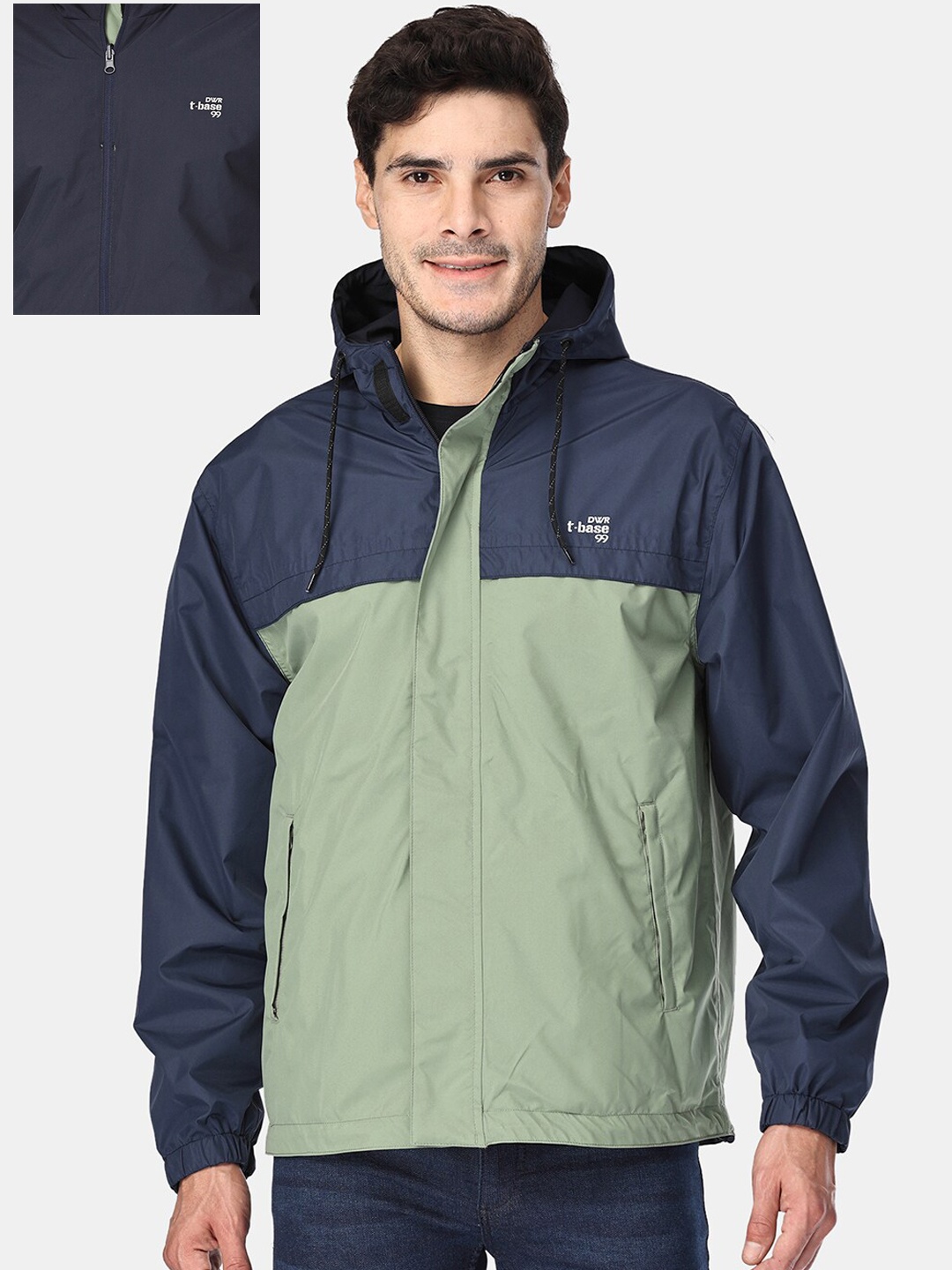 

t-base Plus Size Reversible Rain Jacket, Green