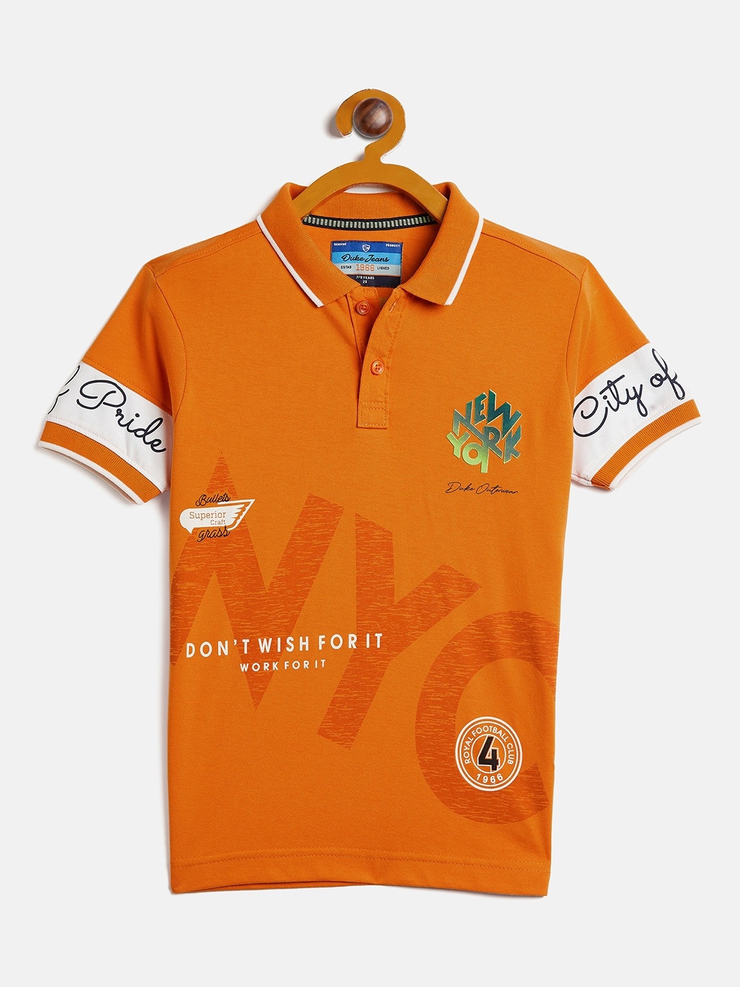 

Duke Boys Typography Polo Collar Slim Fit Cotton Casual T Shirt, Orange