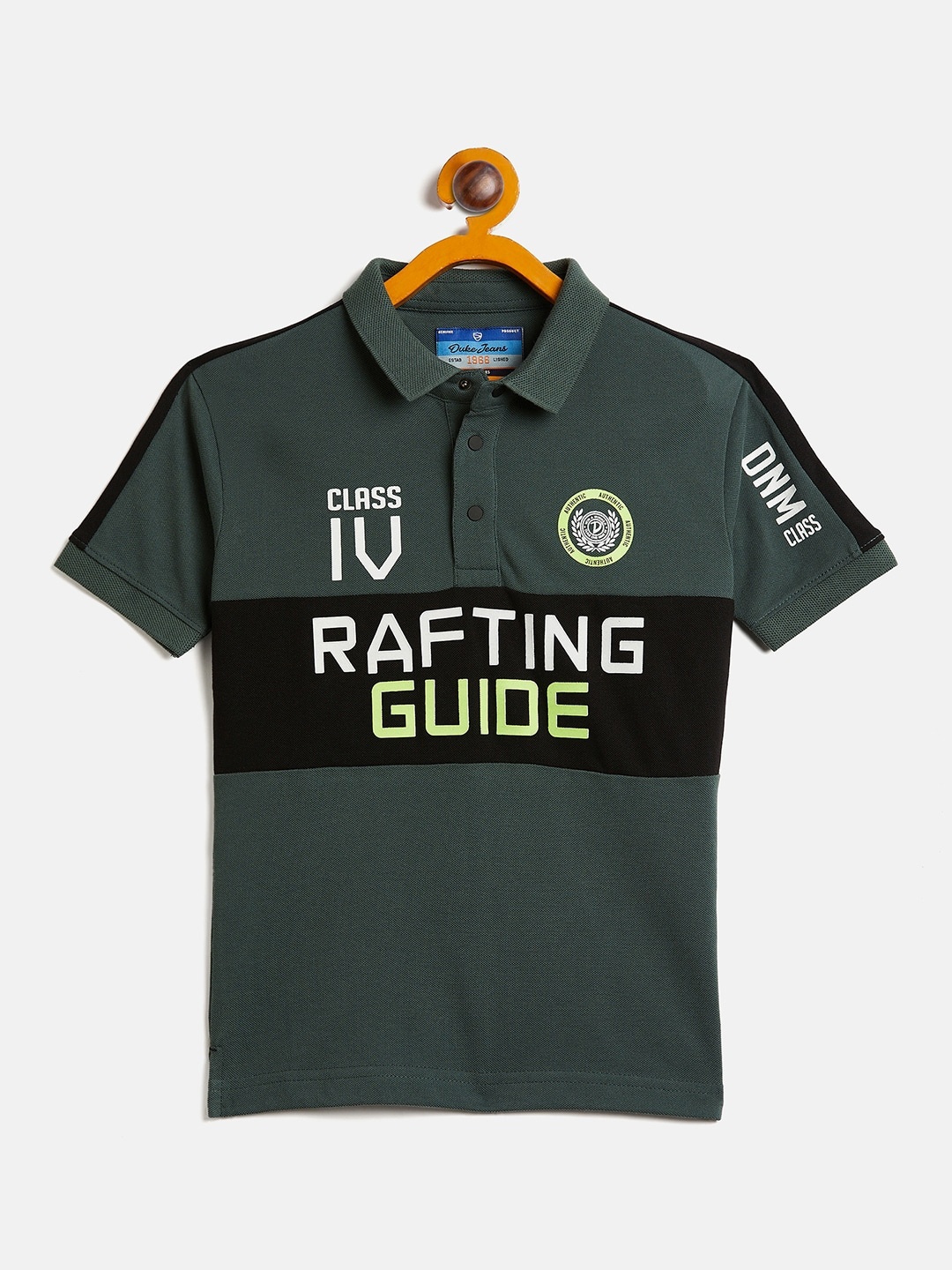 

Duke Boys Typography Printed Polo Collar Slim Fit Cotton Casual T Shirt, Green