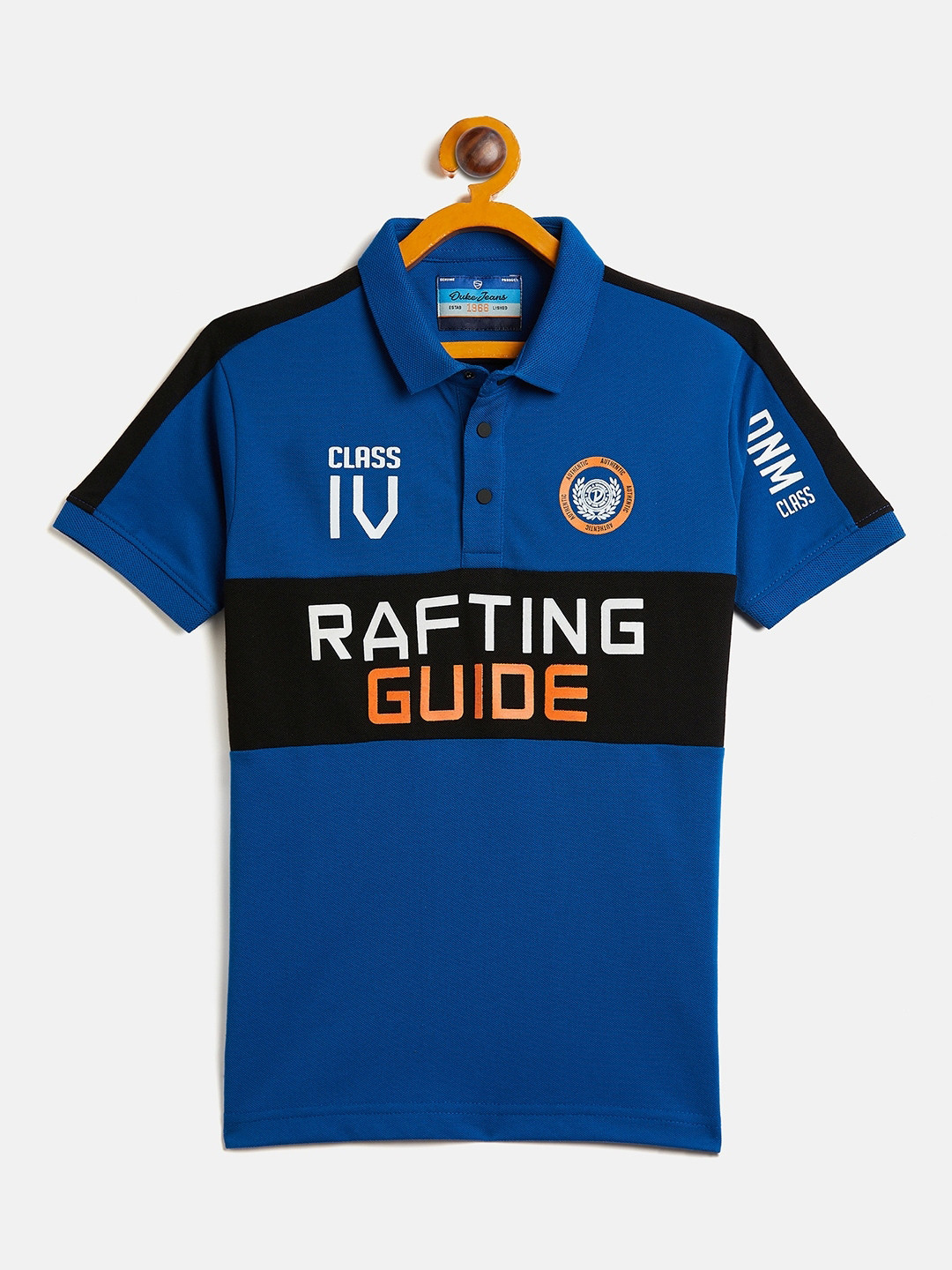

Duke Boys Typography Printed Polo Collar Slim Fit Cotton Casual T Shirt, Blue