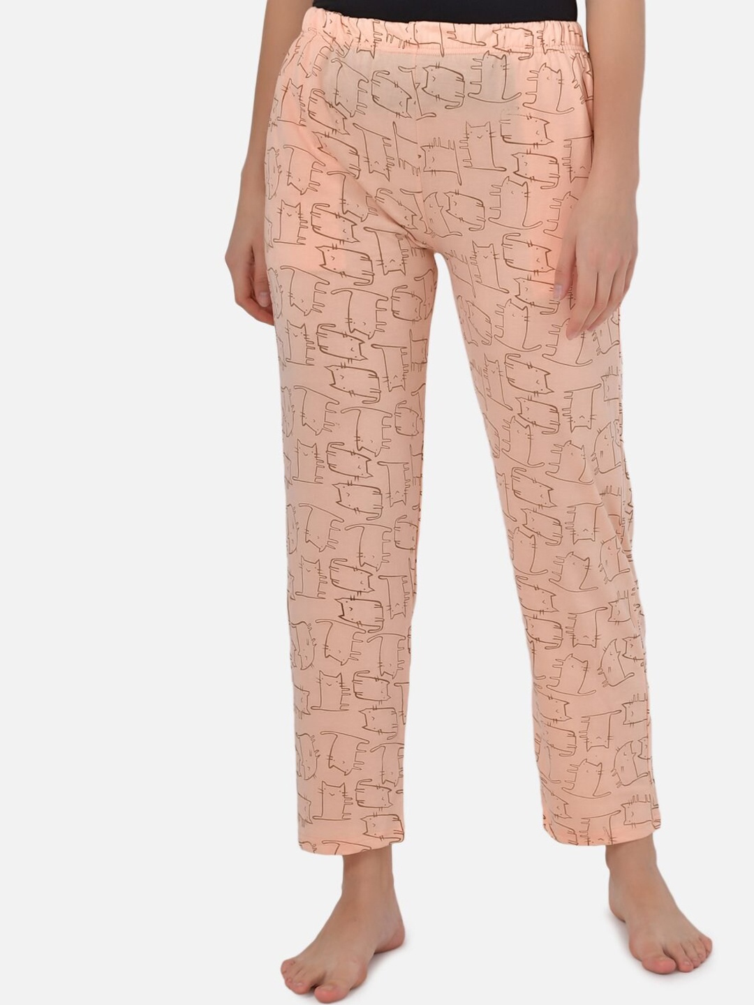 

Klamotten Women Printed Cotton Lounge Pants, Peach