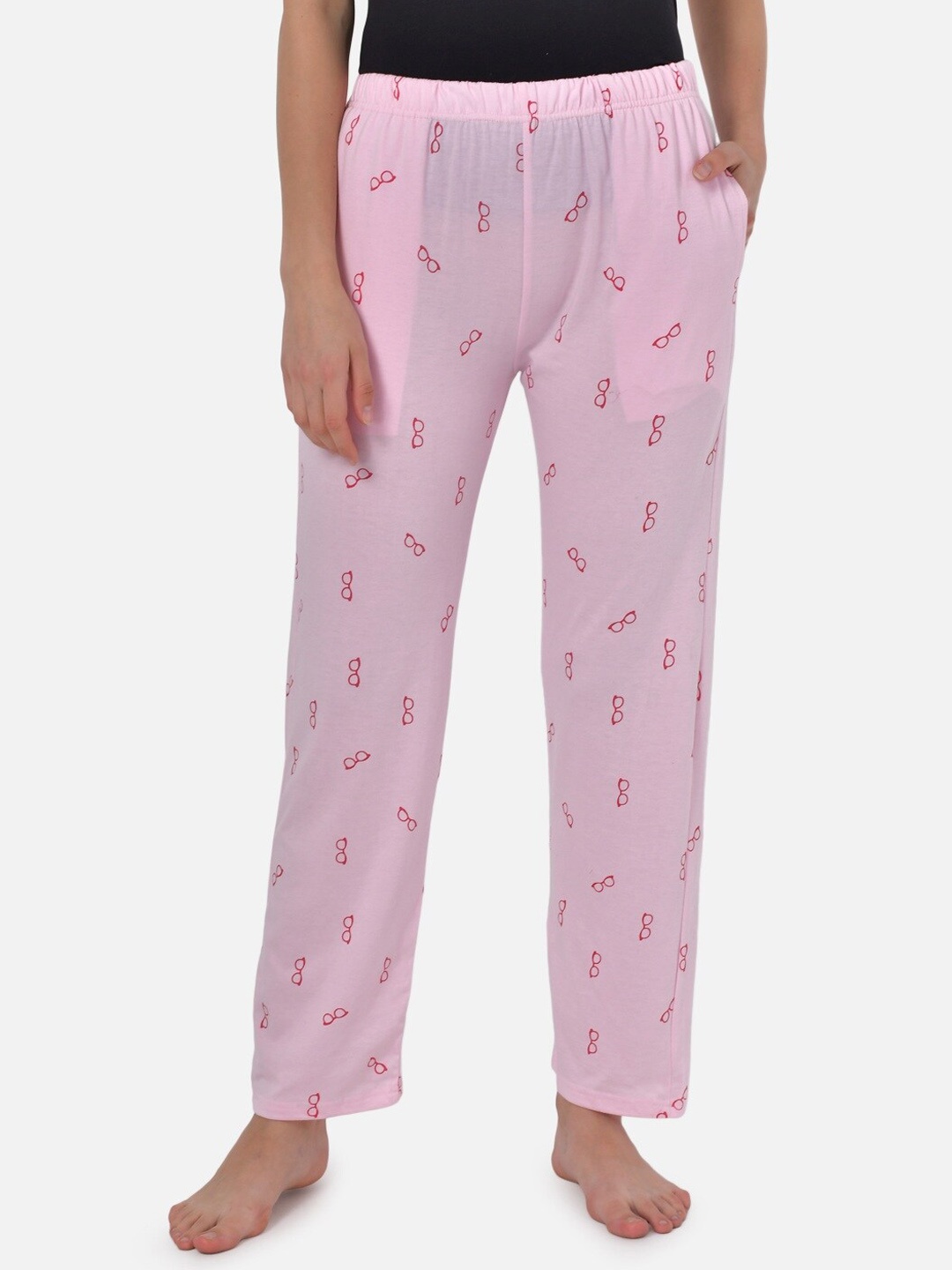 

Klamotten Women Printed Cotton Lounge Pants, Pink