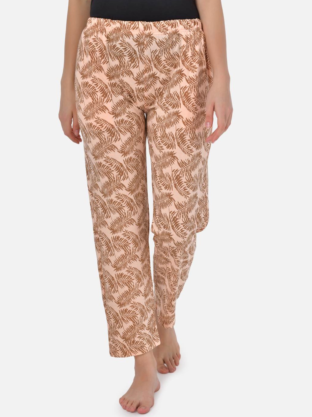 

Klamotten Women Printed Cotton Lounge Pants, Peach