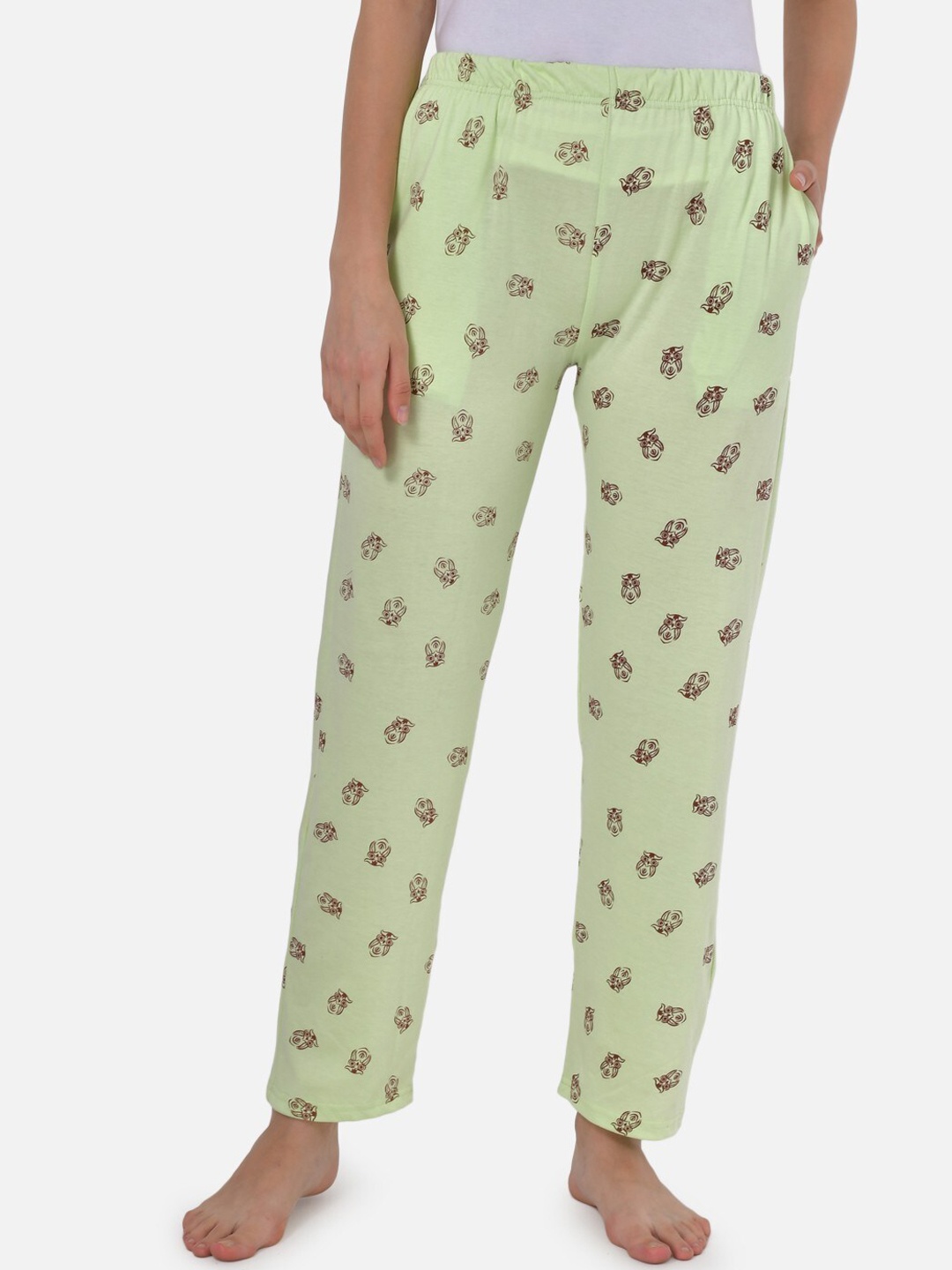 

Klamotten Women Printed Cotton Lounge Pants, Green