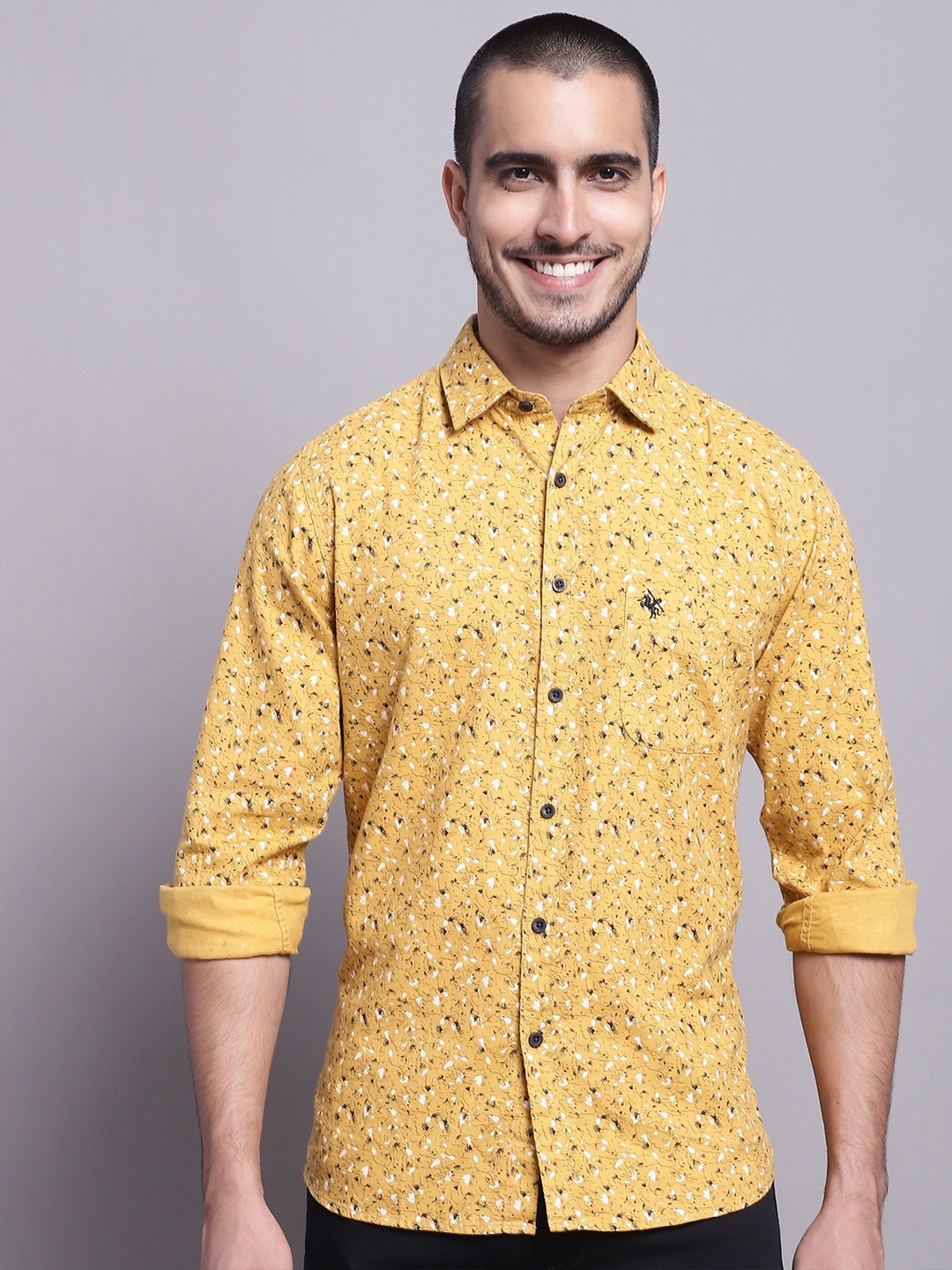 

Cantabil Comfort Opaque Printed Cotton Casual Shirt, Mustard
