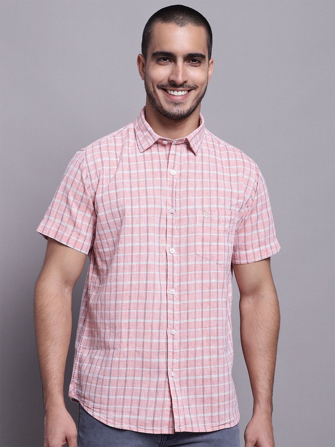 

Cantabil Comfort Opaque Checked Cotton Casual Shirt, Red