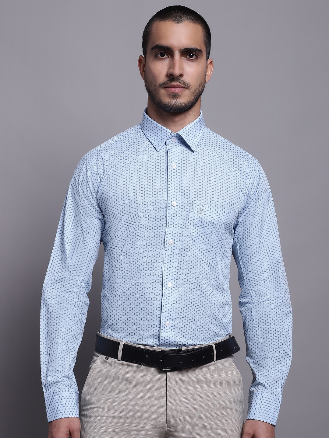 

Cantabil Comfort Opaque Printed Cotton Formal Shirt, Blue