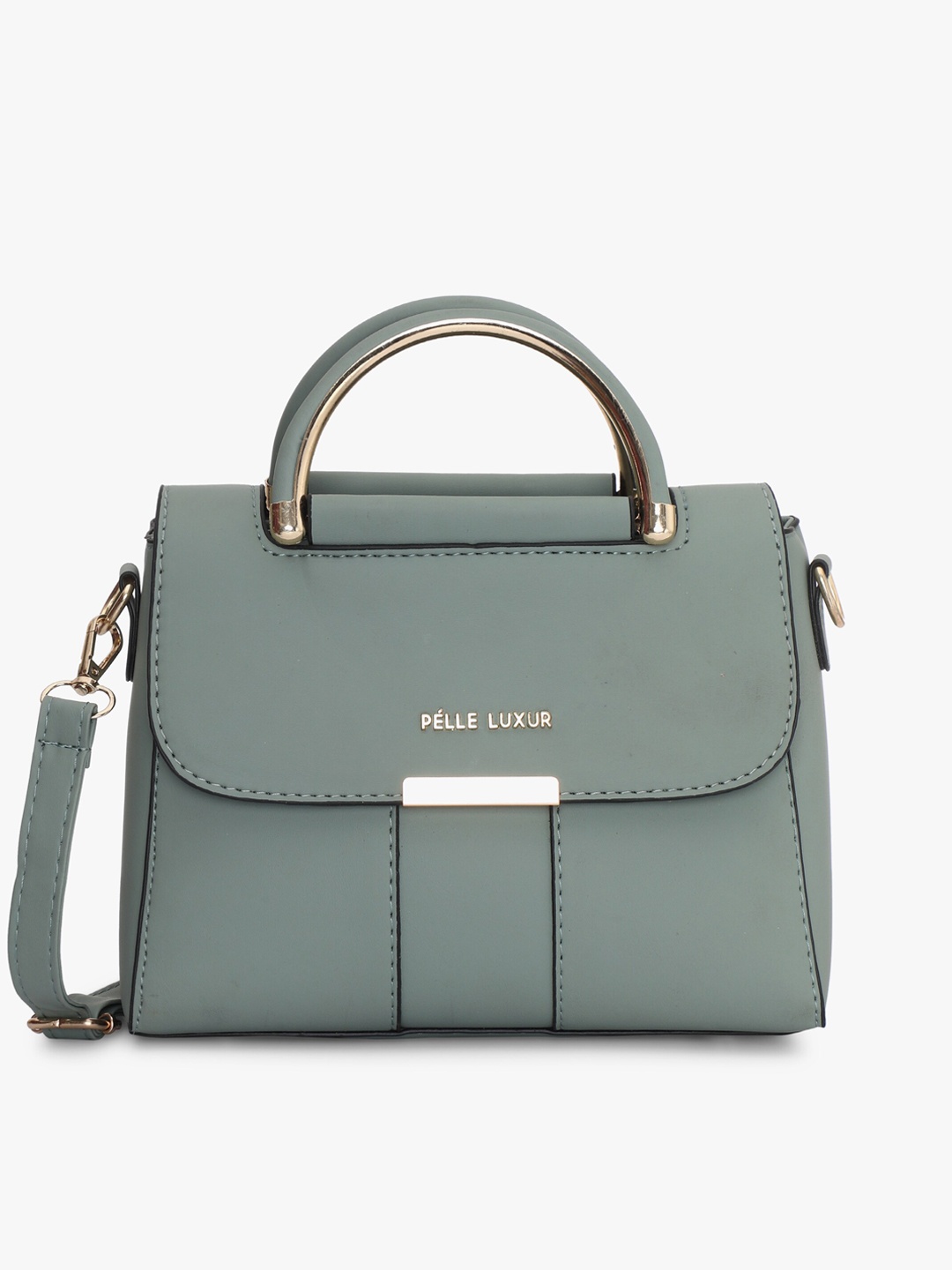 

PELLE LUXUR Grey PU Structured Satchel