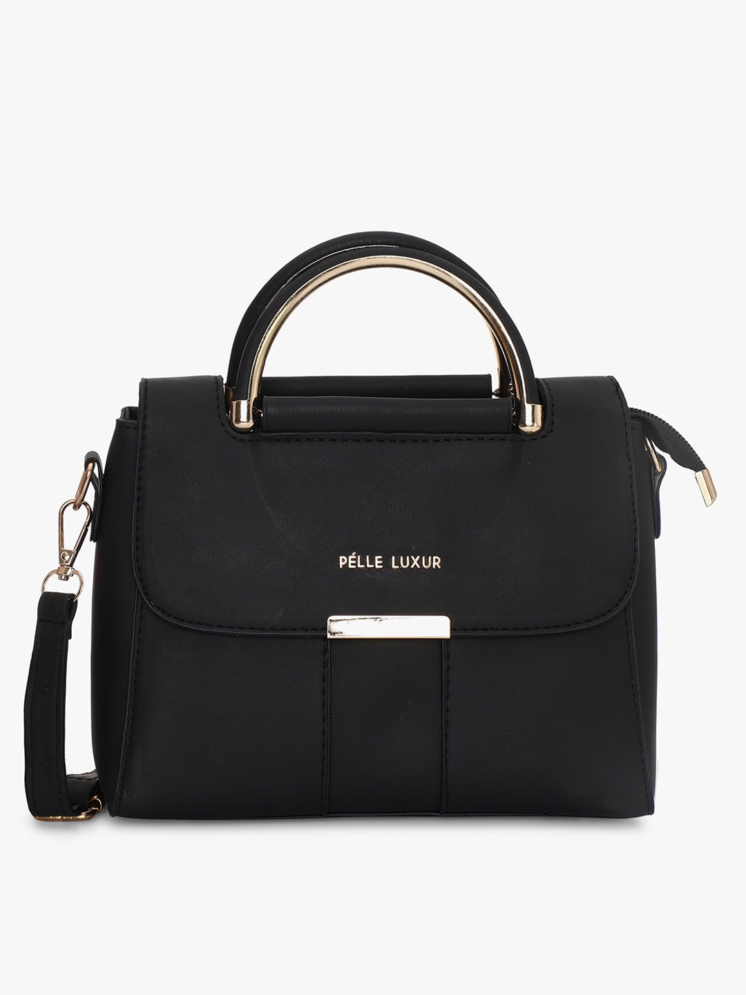 

PELLE LUXUR Structured Satchel, Black