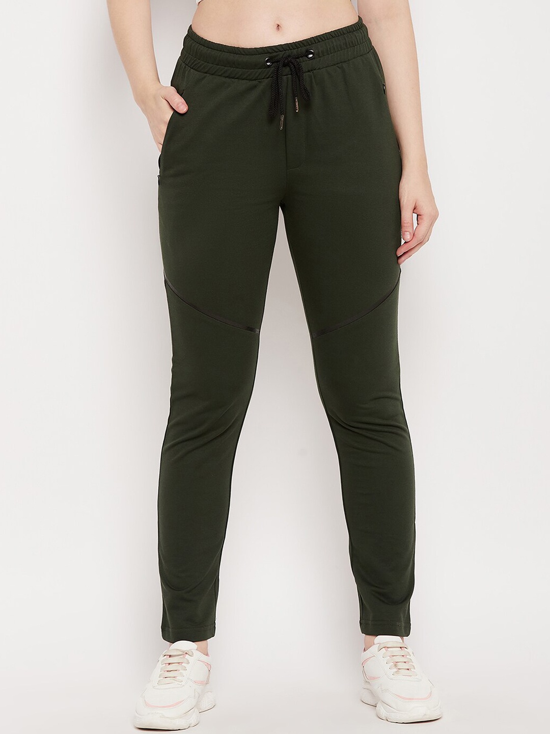 

CAMLA Women Mid-Rise Cotton Track Pants, Green