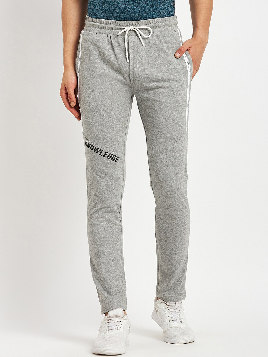

CAMLA Men Mid-Rise Cotton Track Pants, Grey