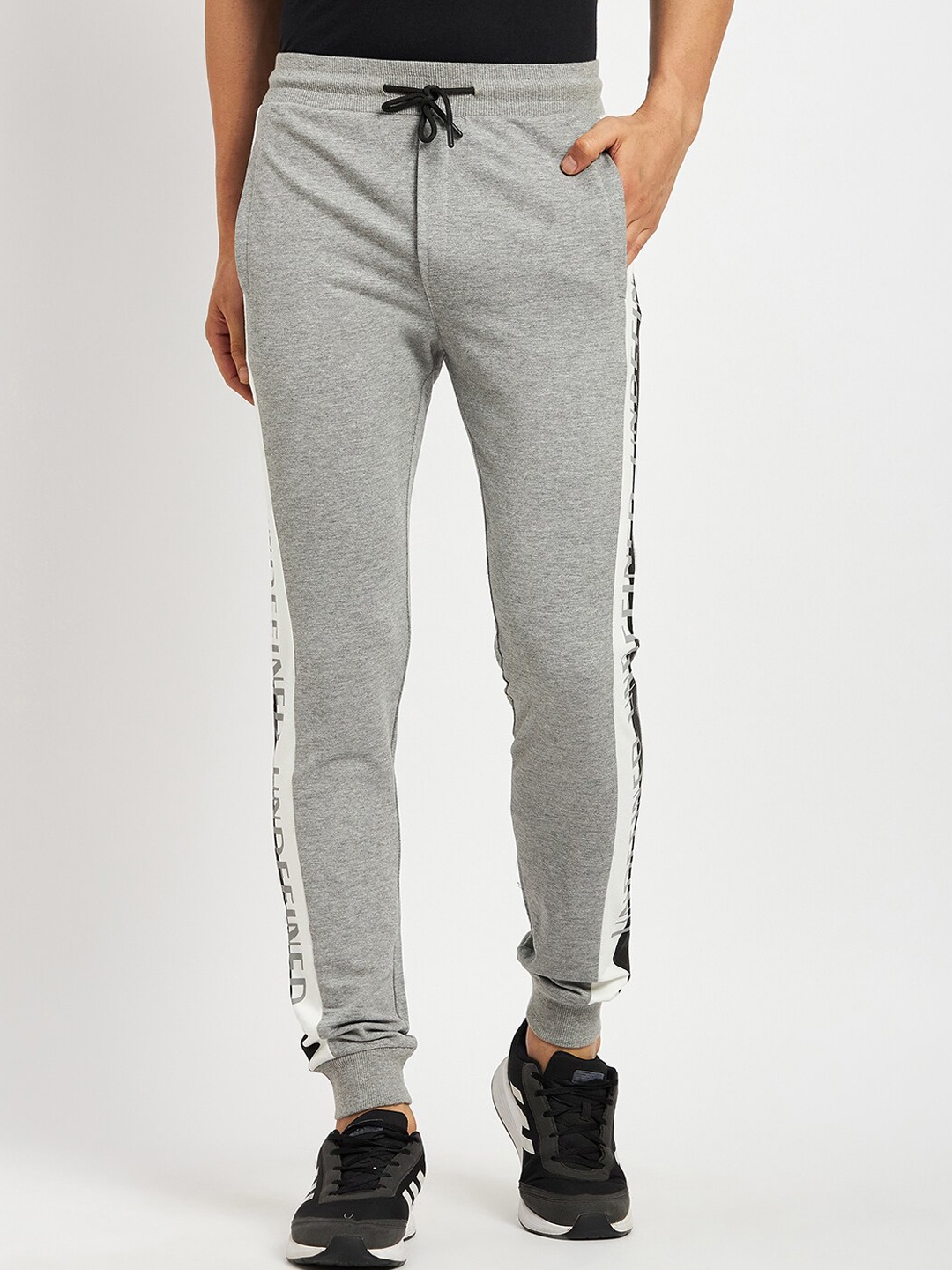 

CAMLA Men Side Striped Detail Cotton Joggers, Grey