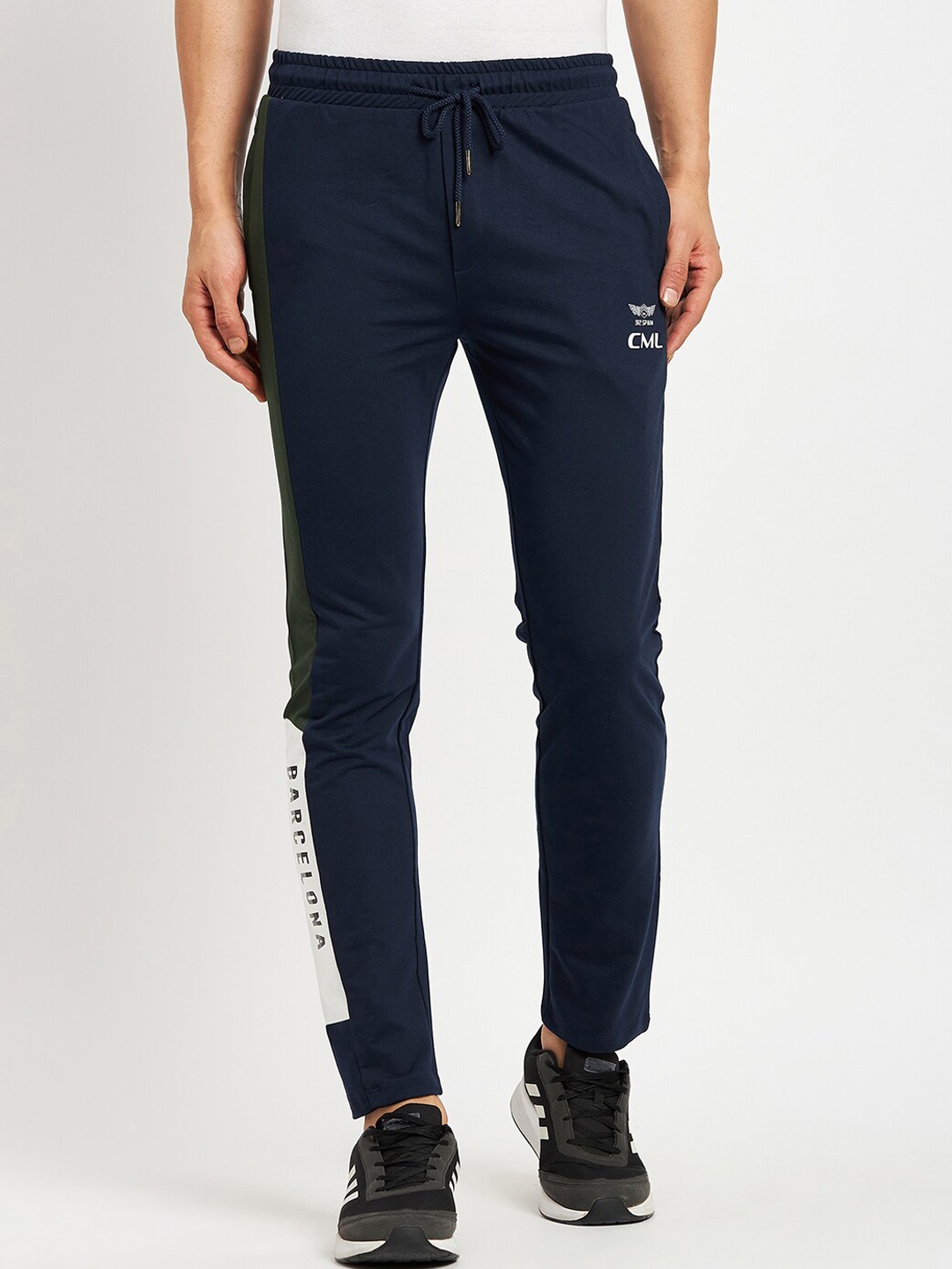 

CAMLA Men Mid-Rise Cotton Track Pants, Navy blue