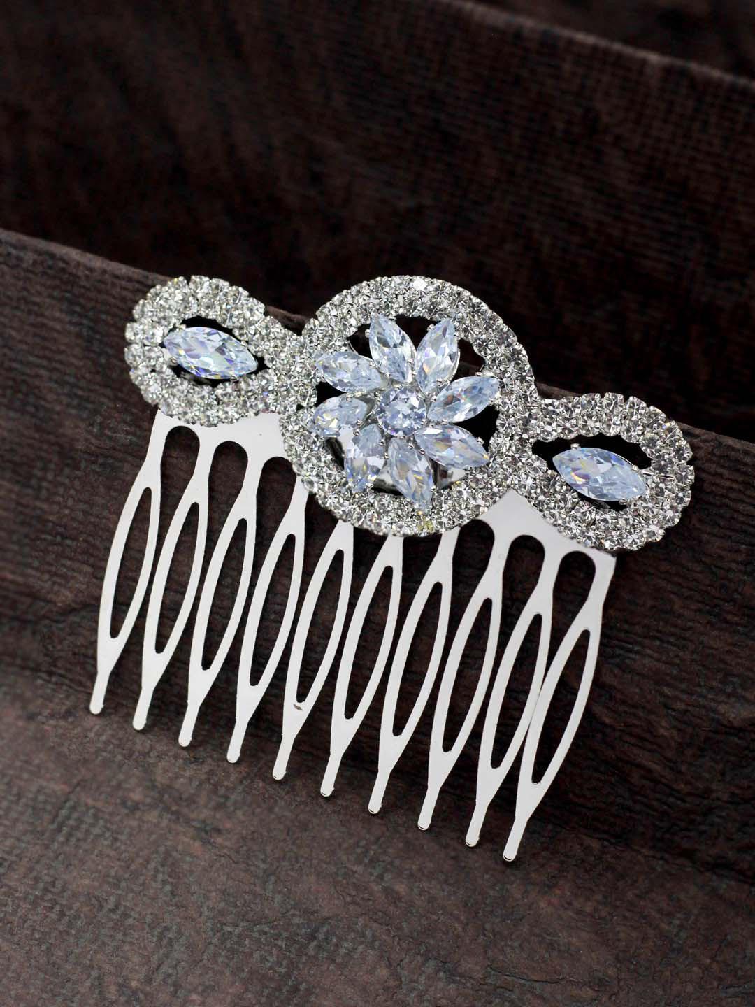 

SAIYONI Embellished Comb Pin, Silver