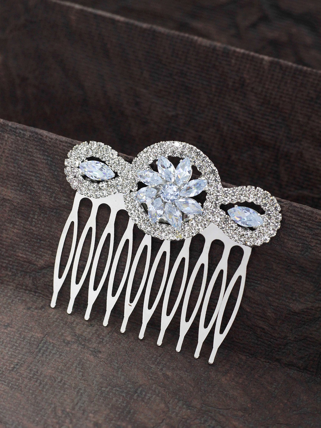 

SAIYONI Embellished Comb Pin, Silver