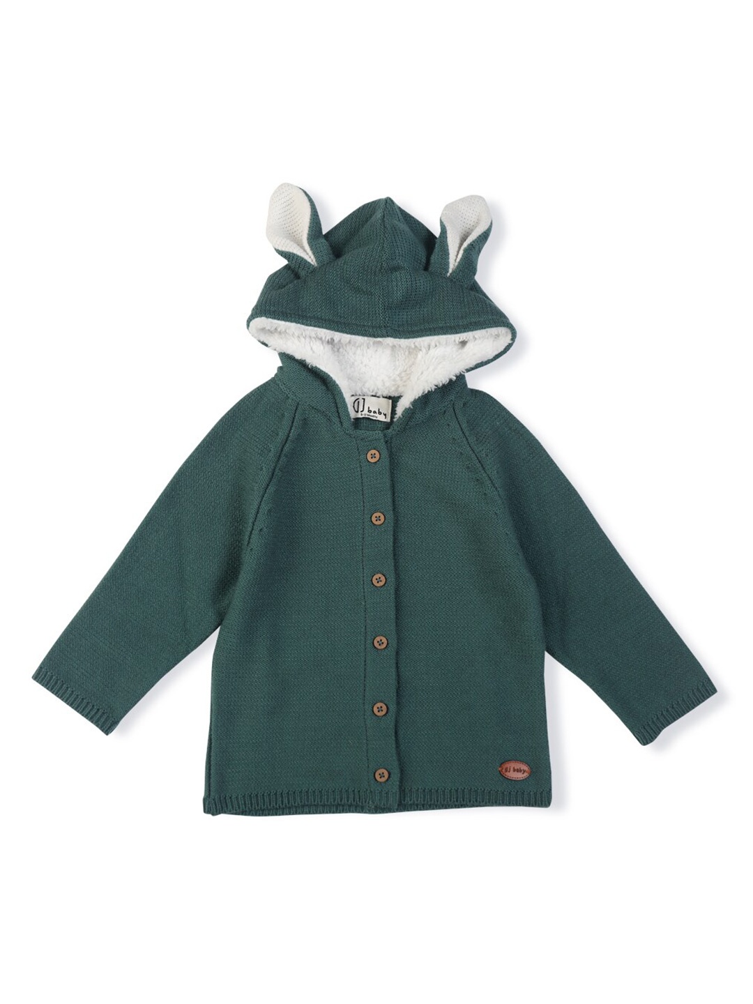 

GJ baby Infant Kids Hooded Fleece Cardigan Sweaters With Fuzzy Detail, Green