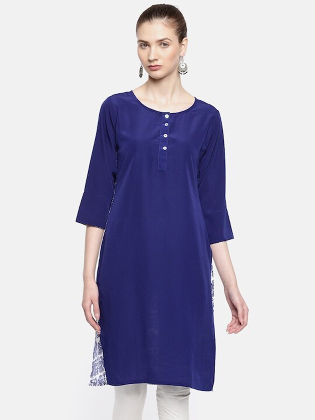 

Span Ethnic Motifs Printed Straight Kurta, Blue