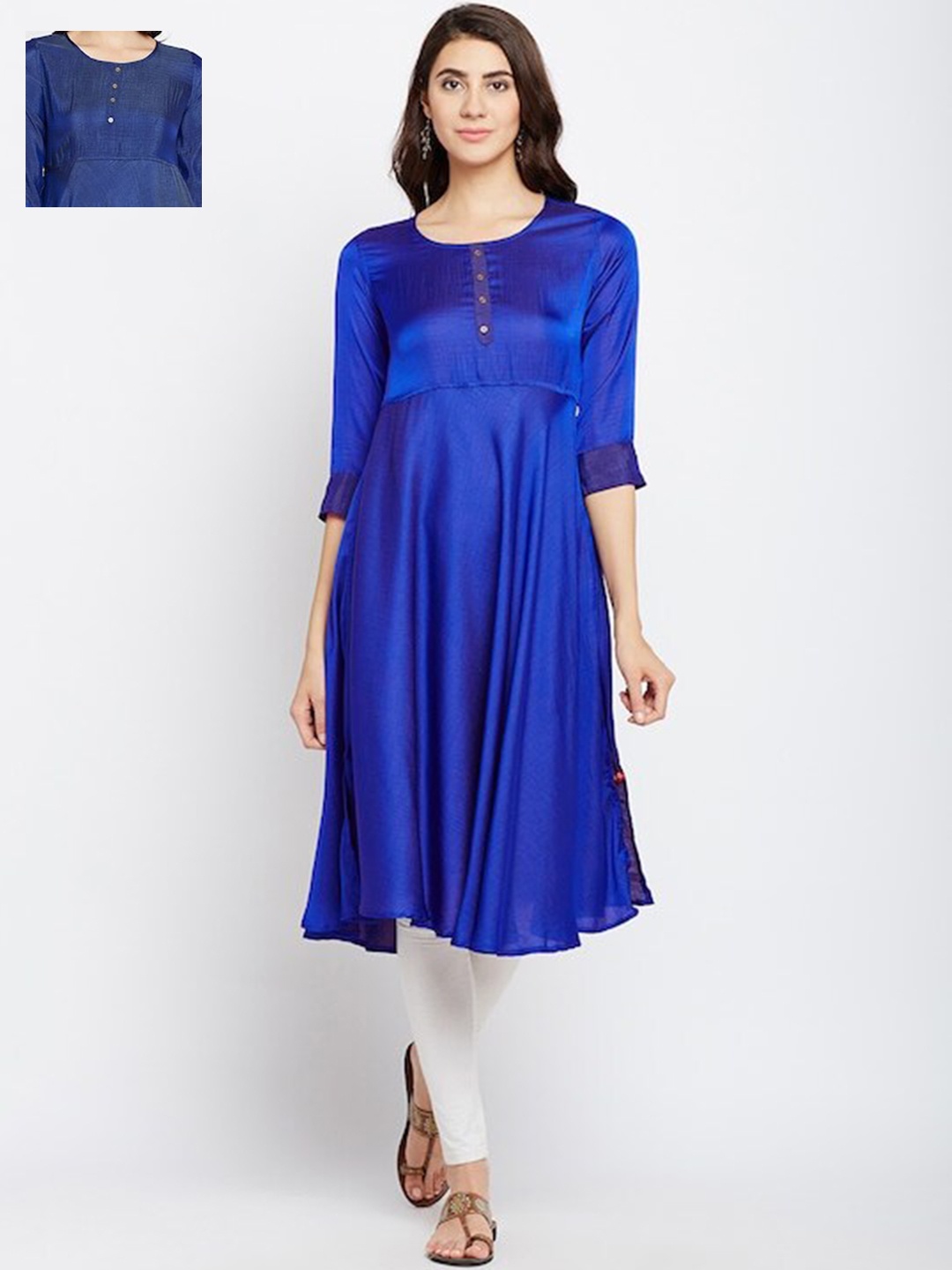 

Span Riversible Pleated Anarkali Kurta, Blue