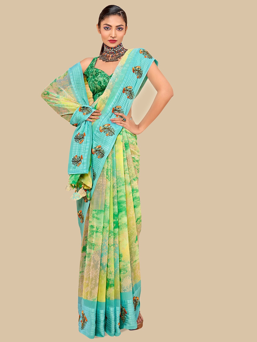 

Triveni Abstract Printed Pure Georgette Saree, Yellow