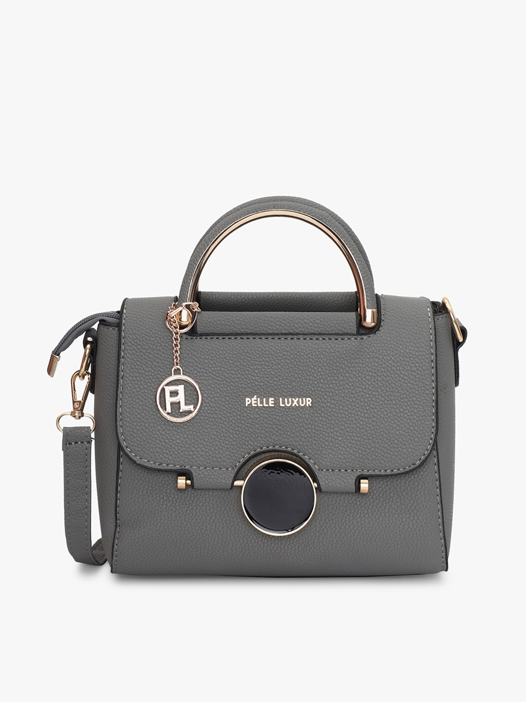 

PELLE LUXUR PU Structured Satchel Bag, Grey