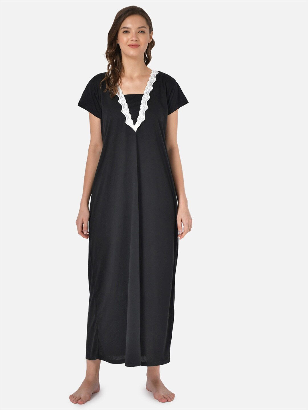 

Klamotten V-Neck Maxi Nightdress, Black