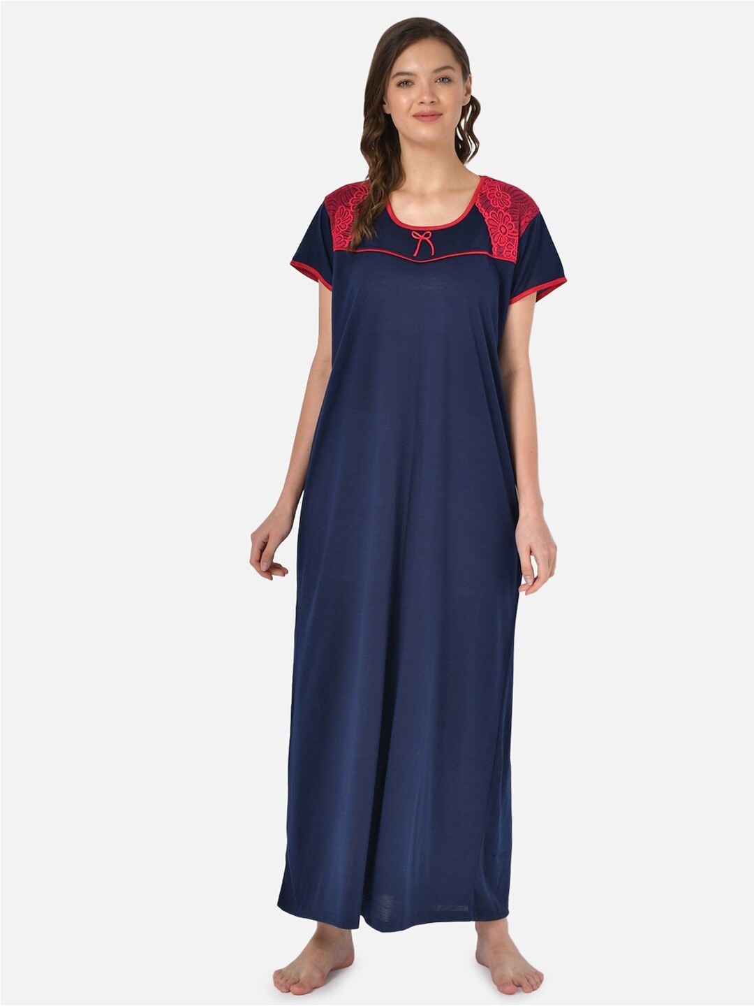 

Klamotten Lace Work Maxi Nightdress, Navy blue