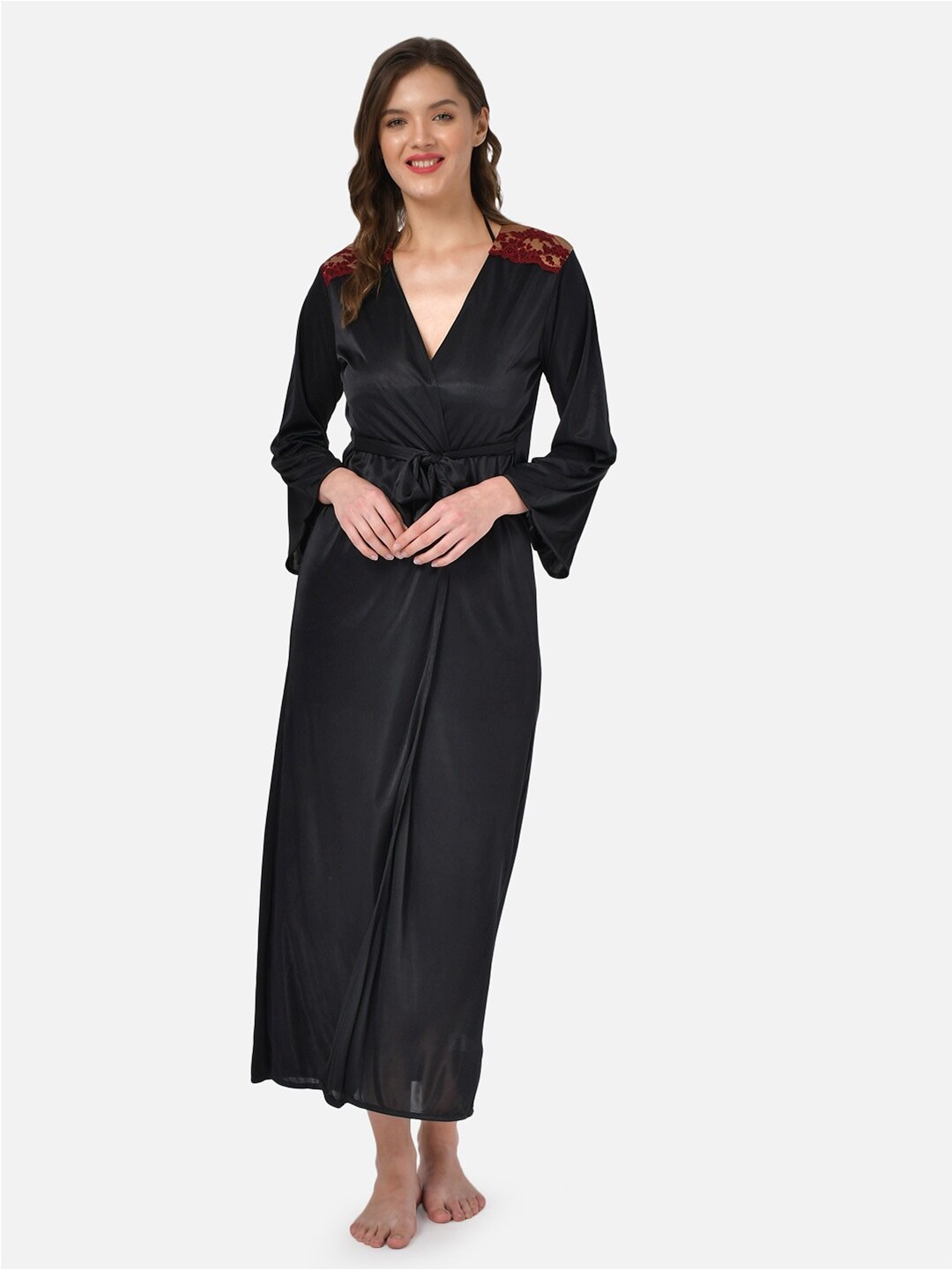 

Klamotten Maxi Nightdress With Robe, Black